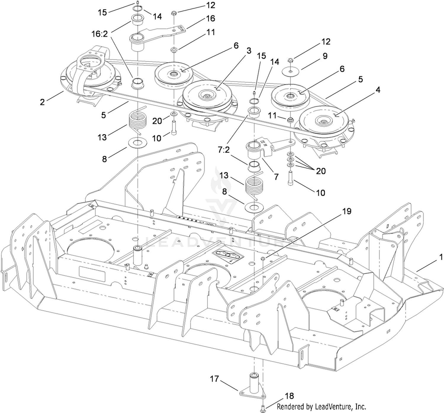 Right Deck  Belt and Pulley Assembly