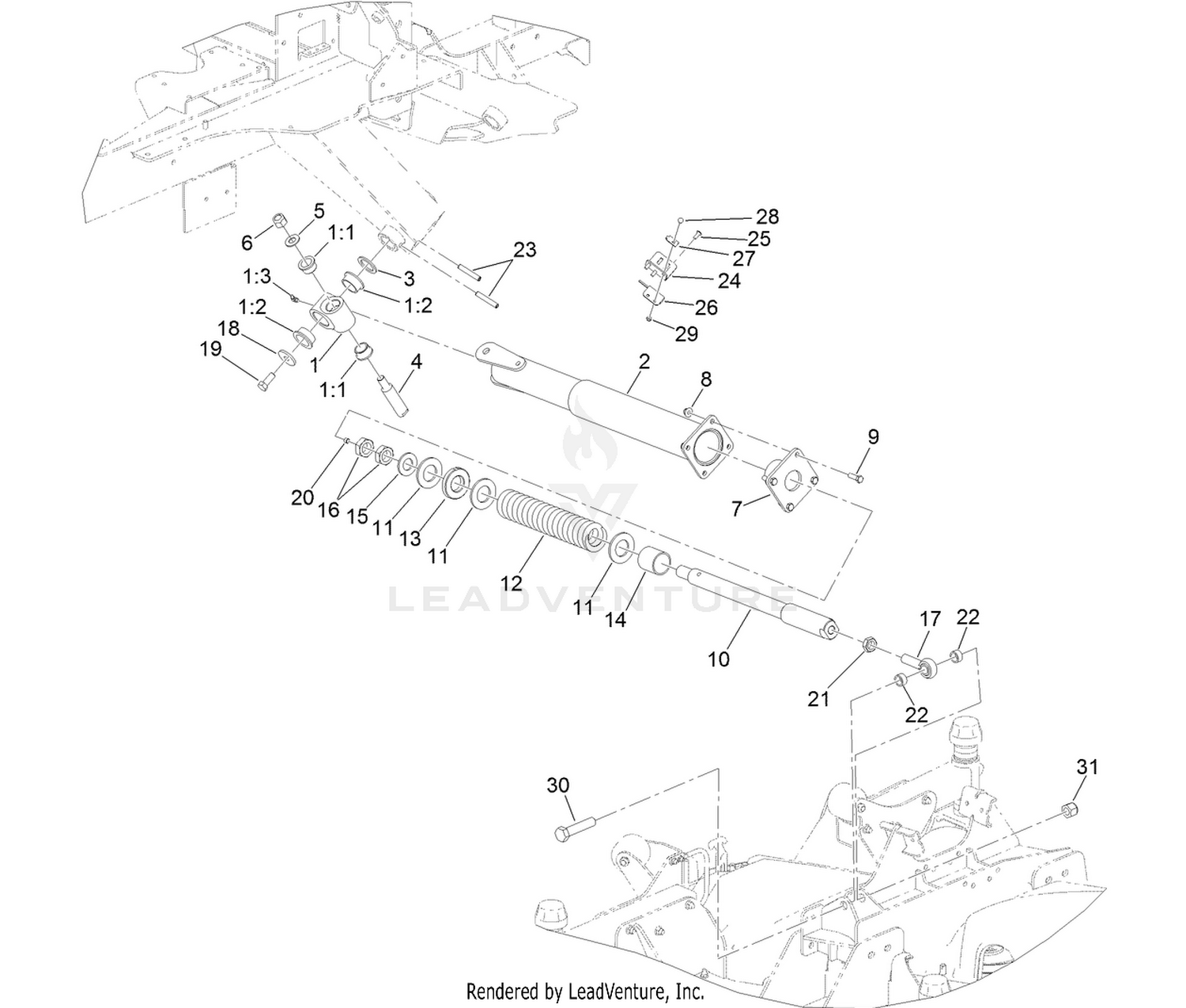 Right Hand Deck Impact Arm and Limit Switch Assembly