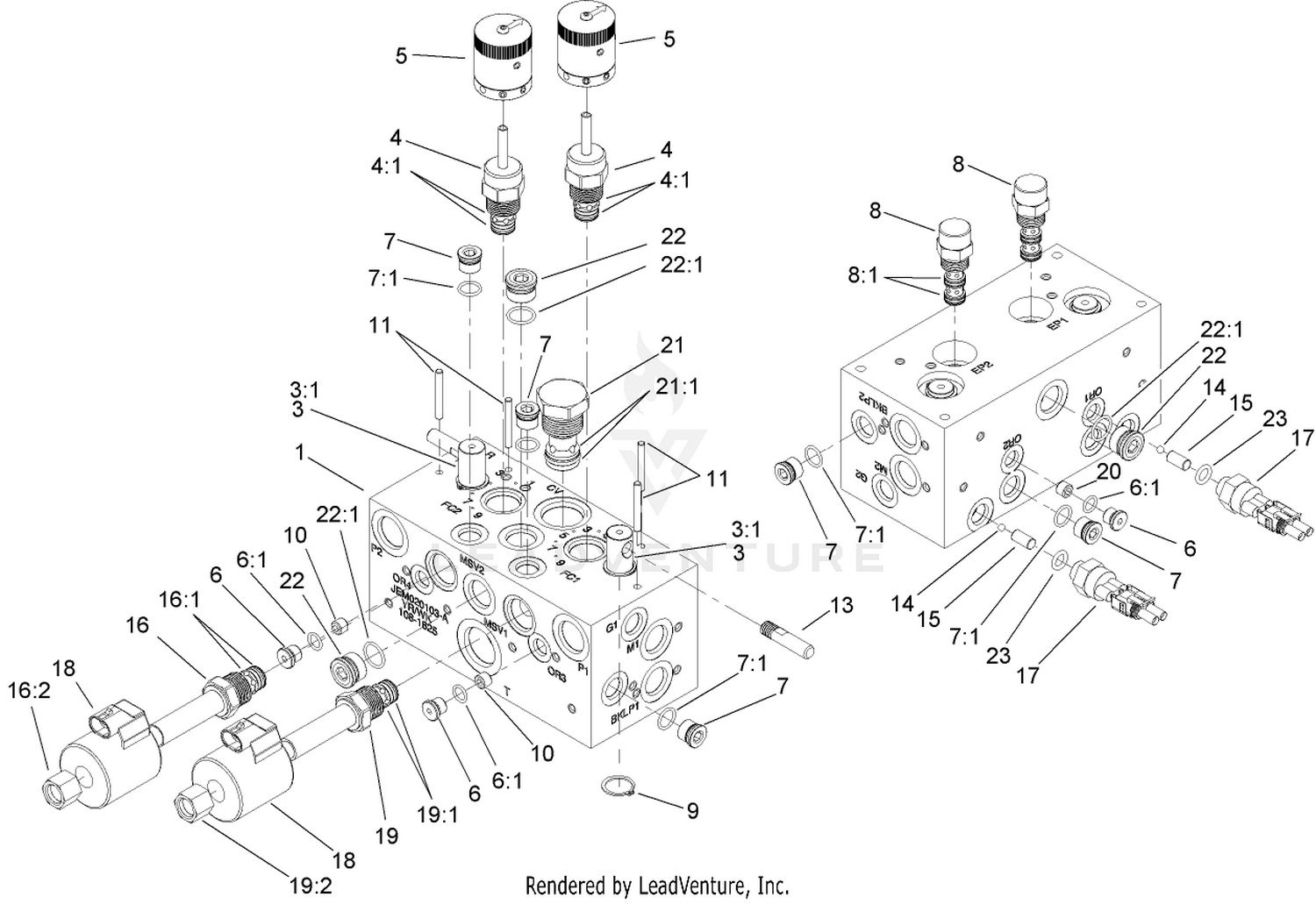 Hydraulic Manifold Block Assembly No. 108-1625