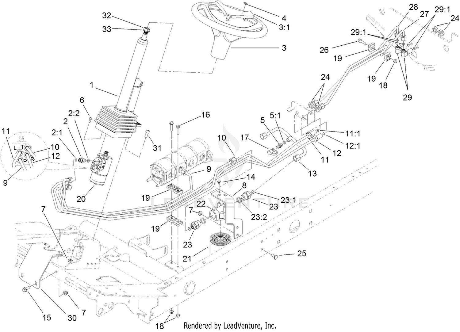 Steering Valve Hydraulic Plumbing Assembly