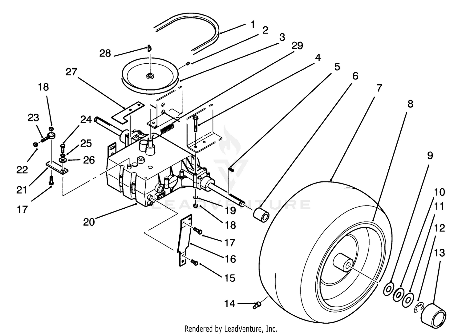 Rear Wheel And Transmission Assembly