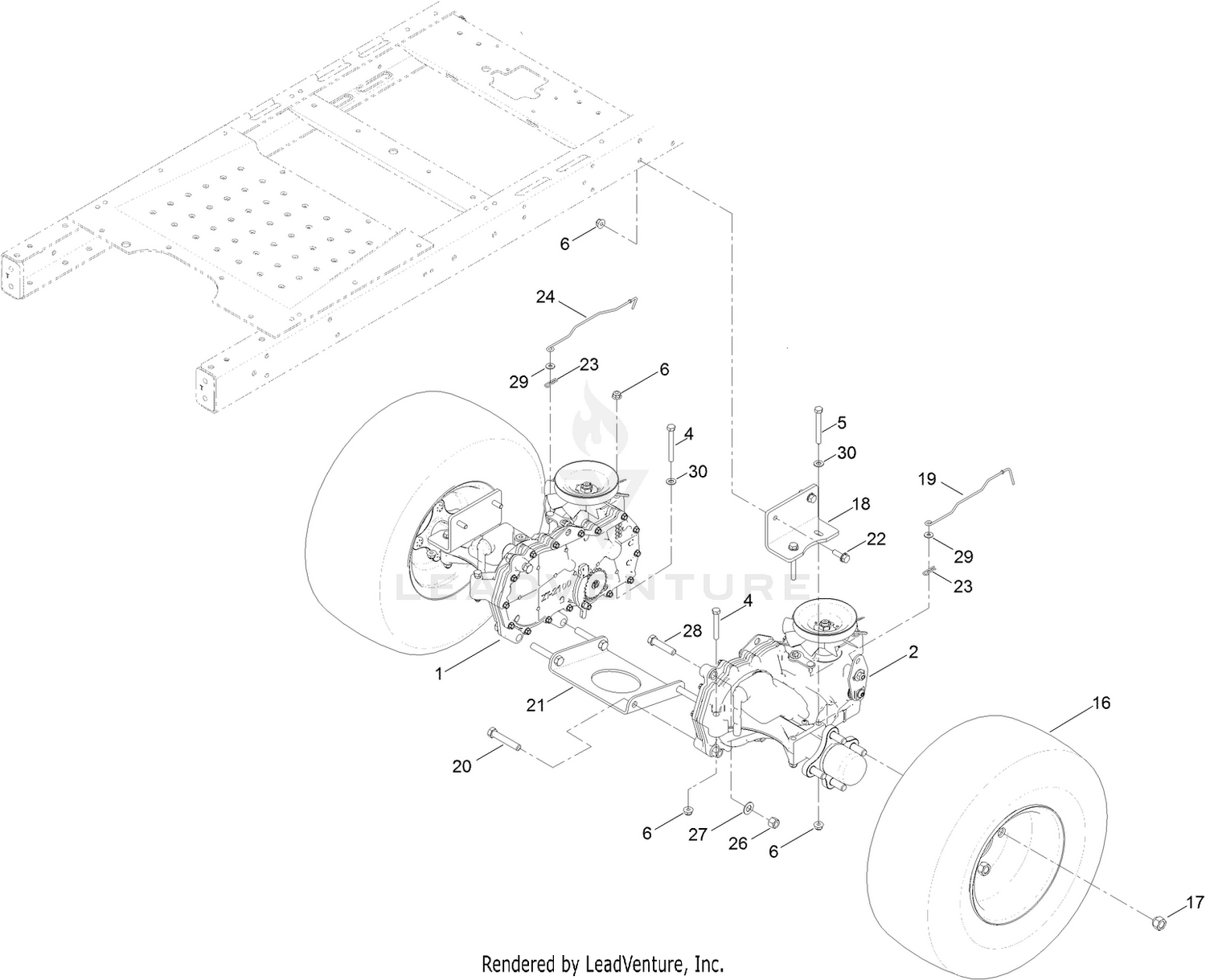 Hydro Transaxle Drive and Rear Wheel Assembly