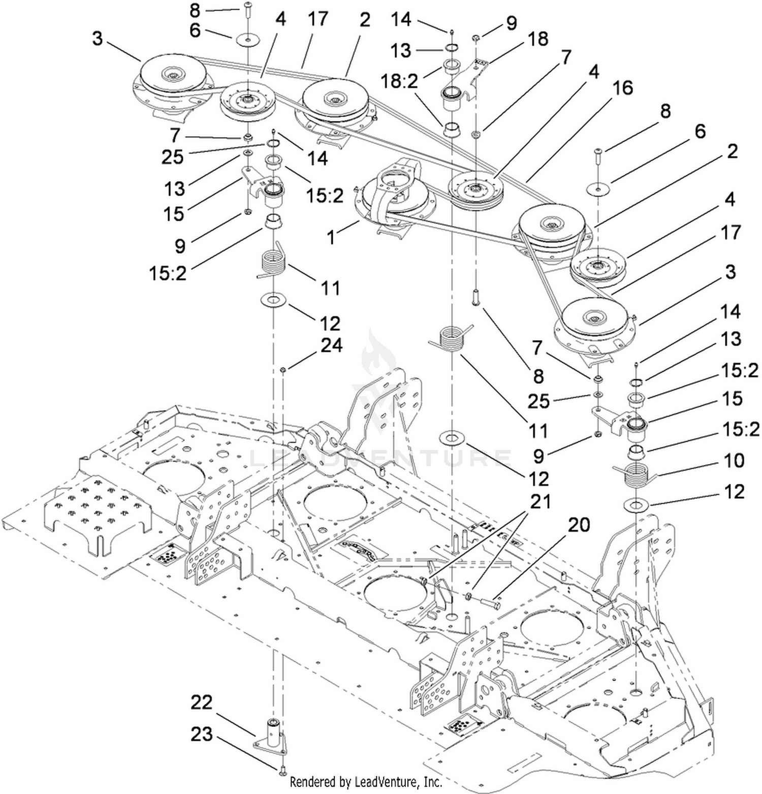 Center Deck  Belt and Pulley Assembly