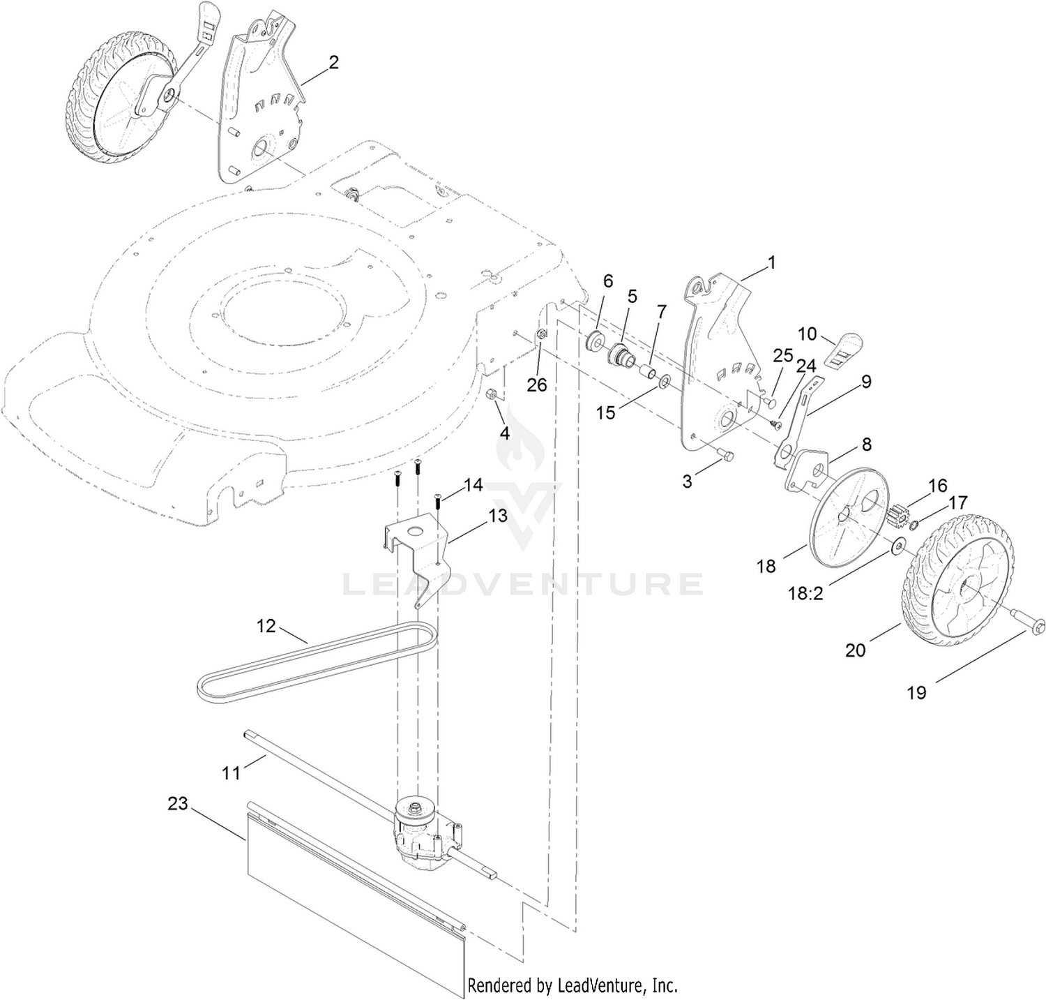 Transmission and Rear Wheel Drive Assembly
