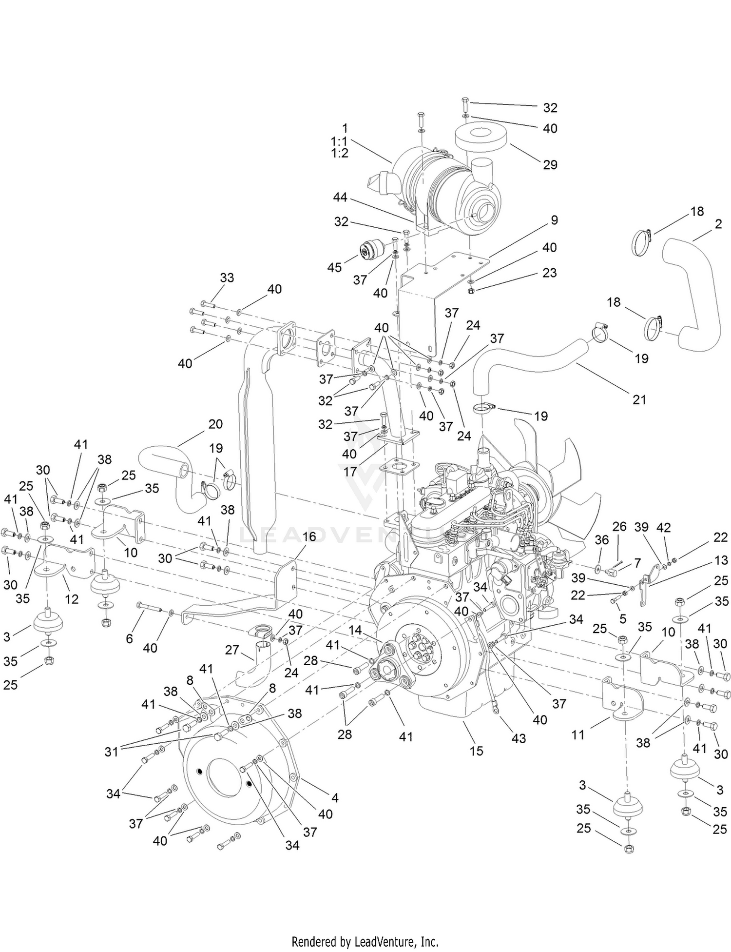 Engine and Mounting Assembly