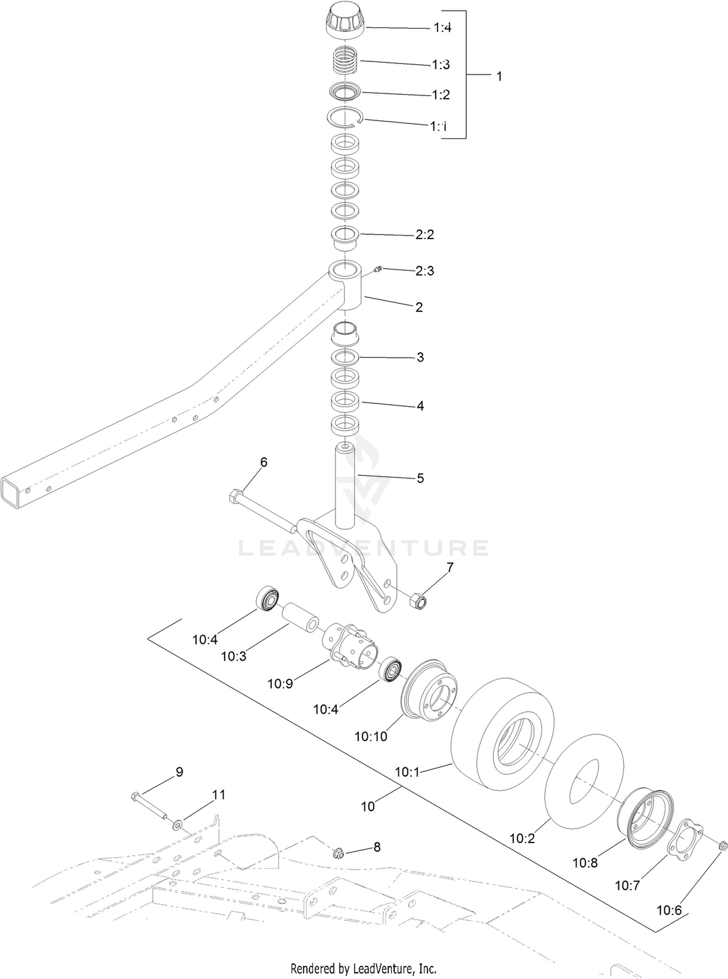 Right Hand and Left Hand Castor Arm  and Wheel Assembly