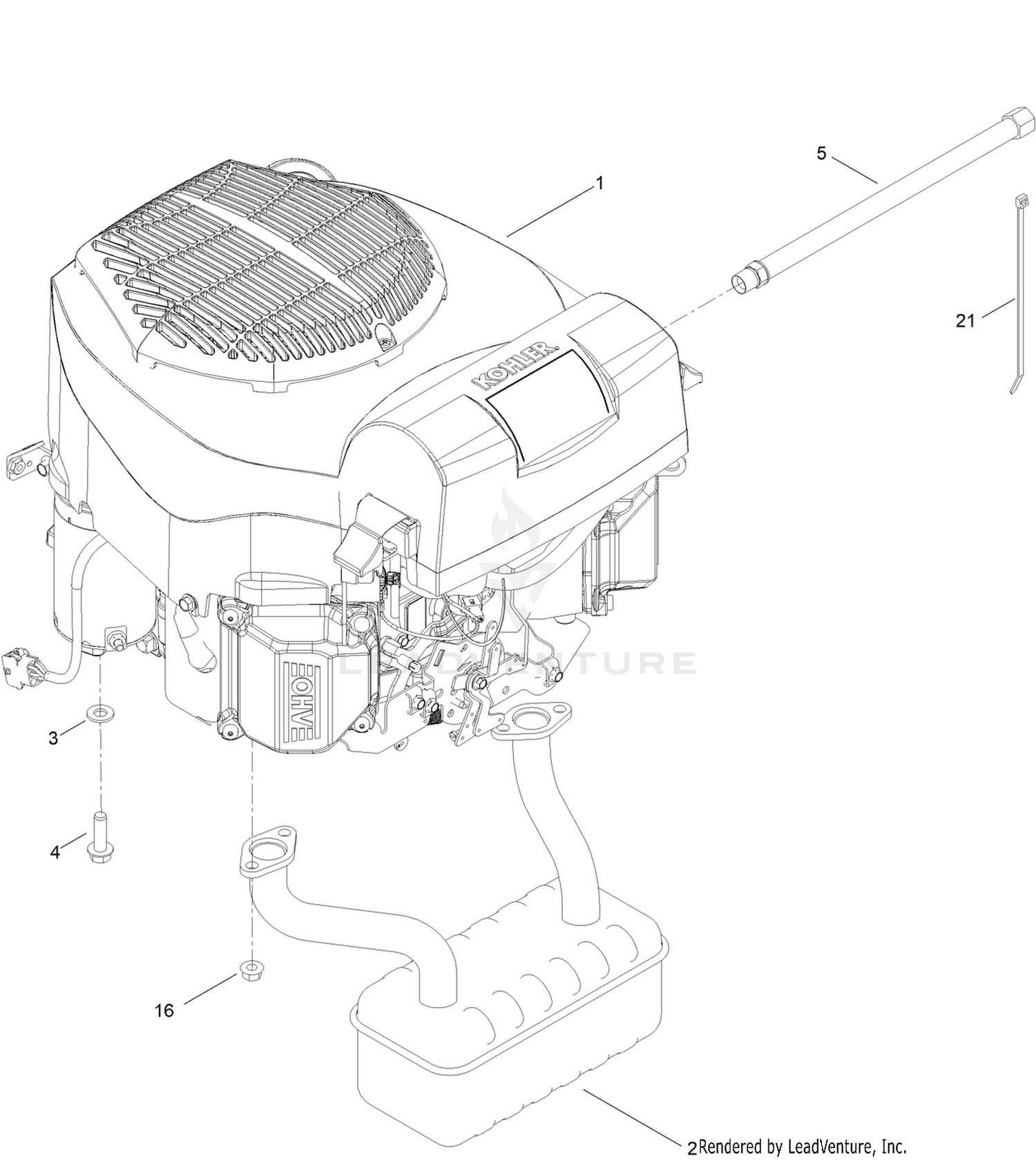 Engine and Muffler Assembly