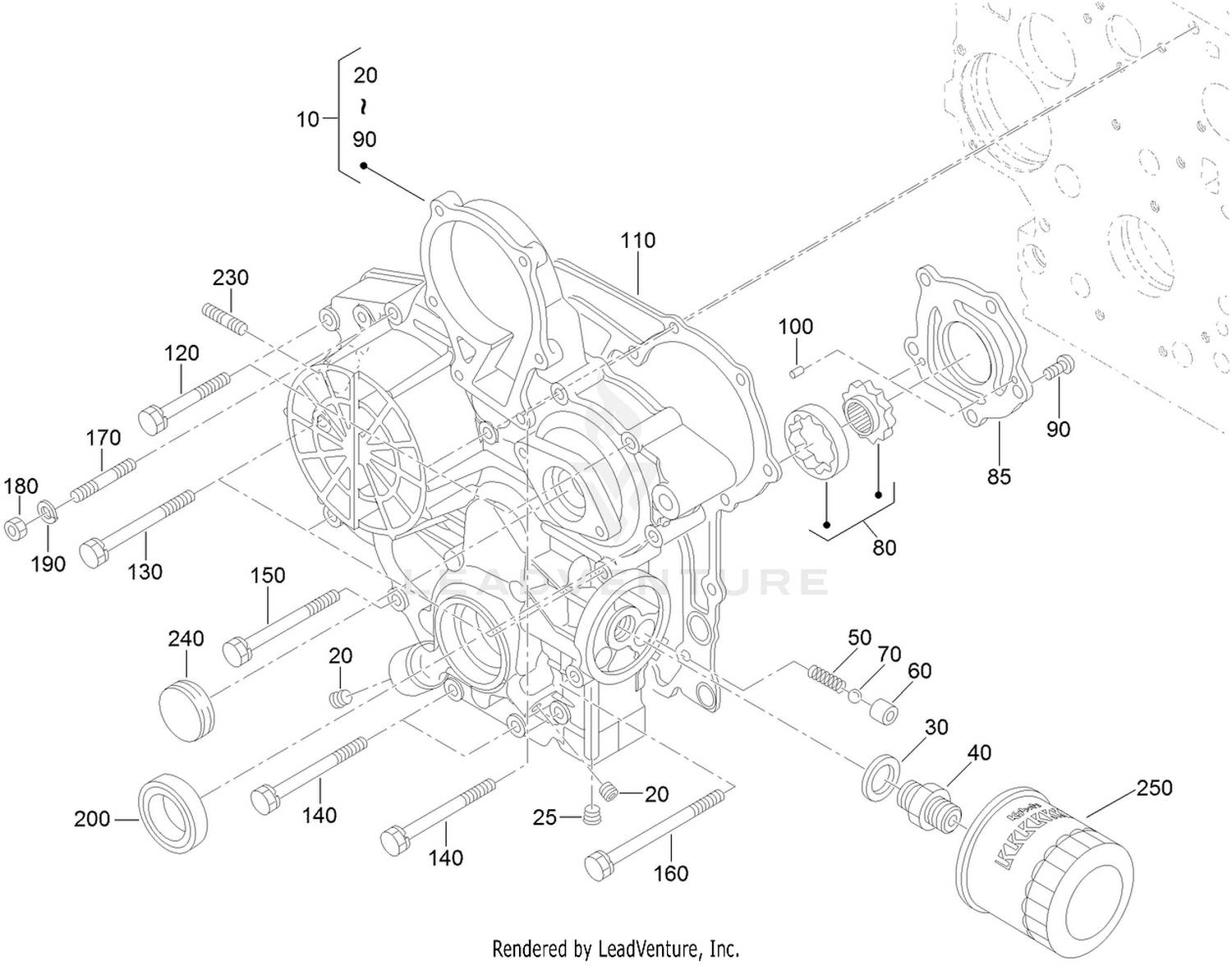 Gear Case and Oil Filter Cartridge Assembly