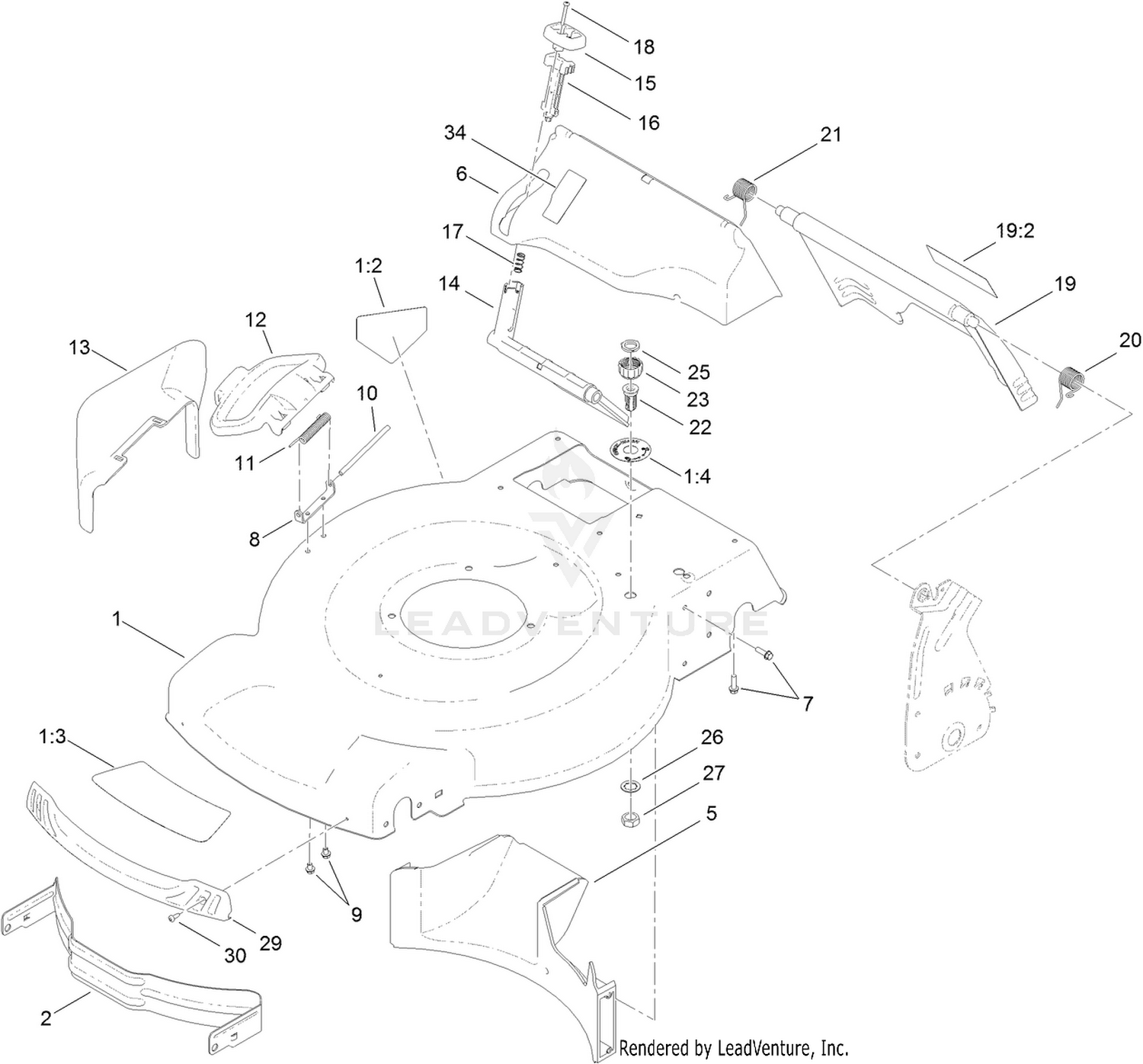 Deck, Side Chute and Rear Door Assembly