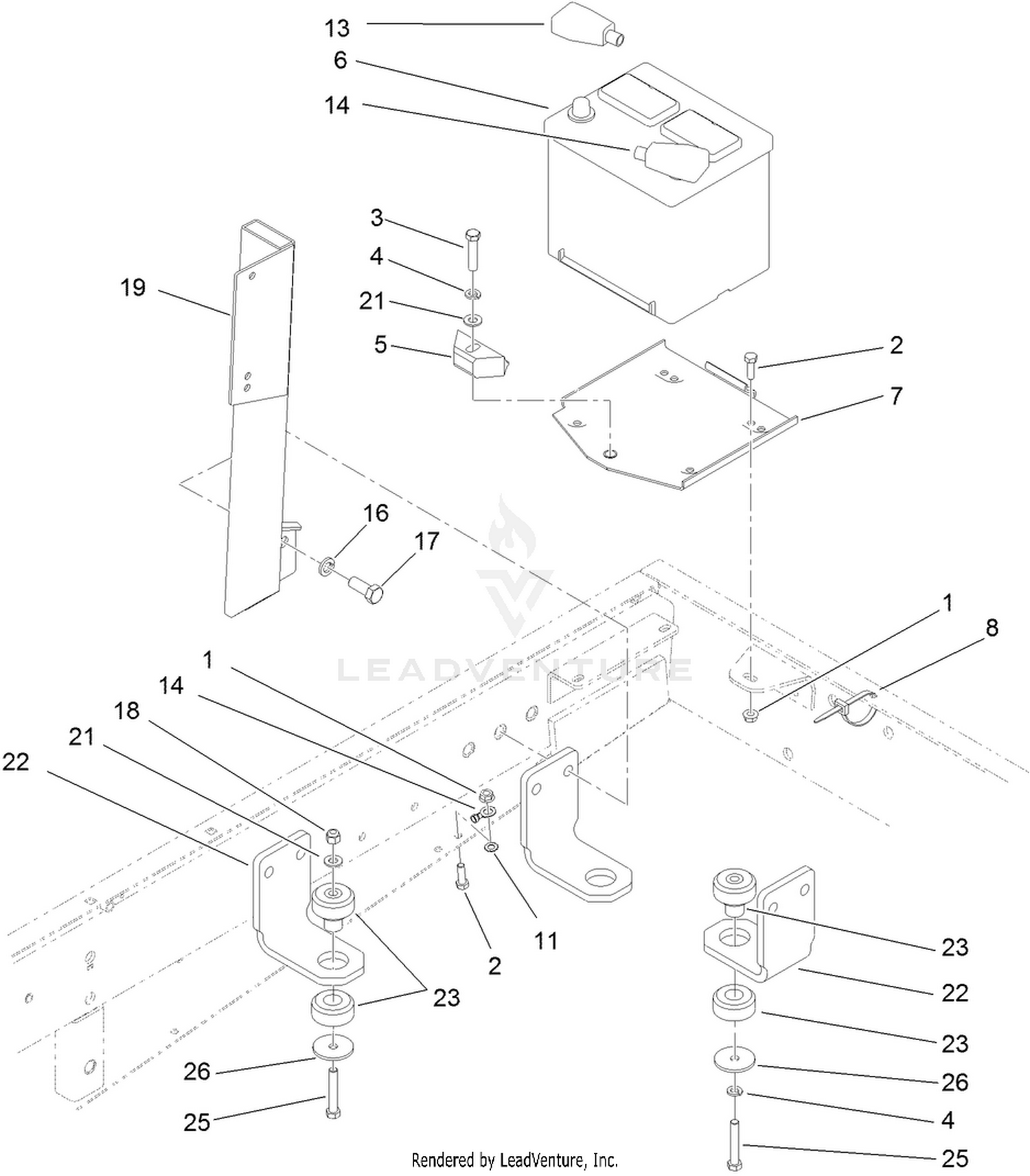Battery and Engine Mount Assembly