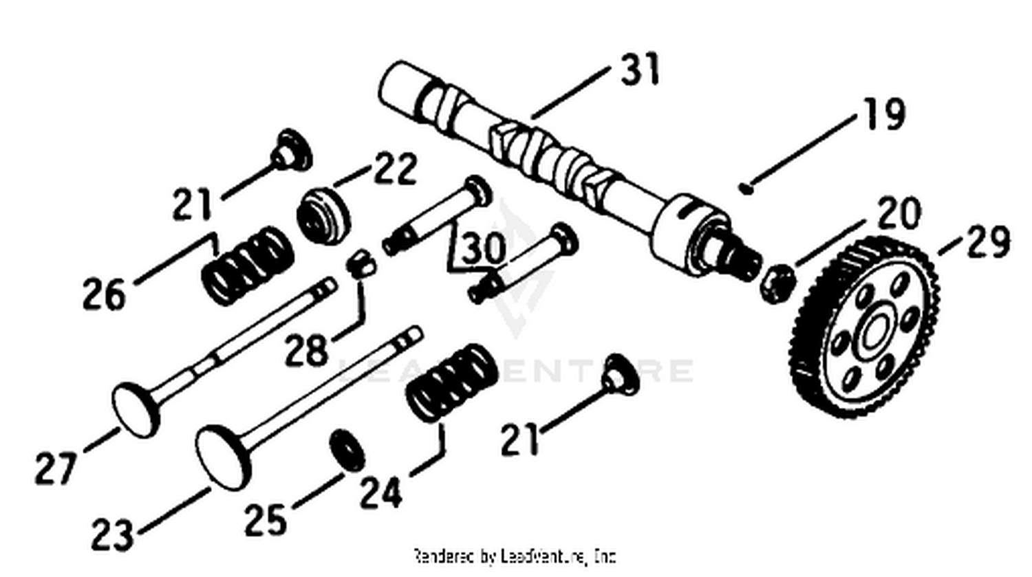 Camshaft  Valves-Engine Kohler Model No. K582qs Type No. Pc-36273a