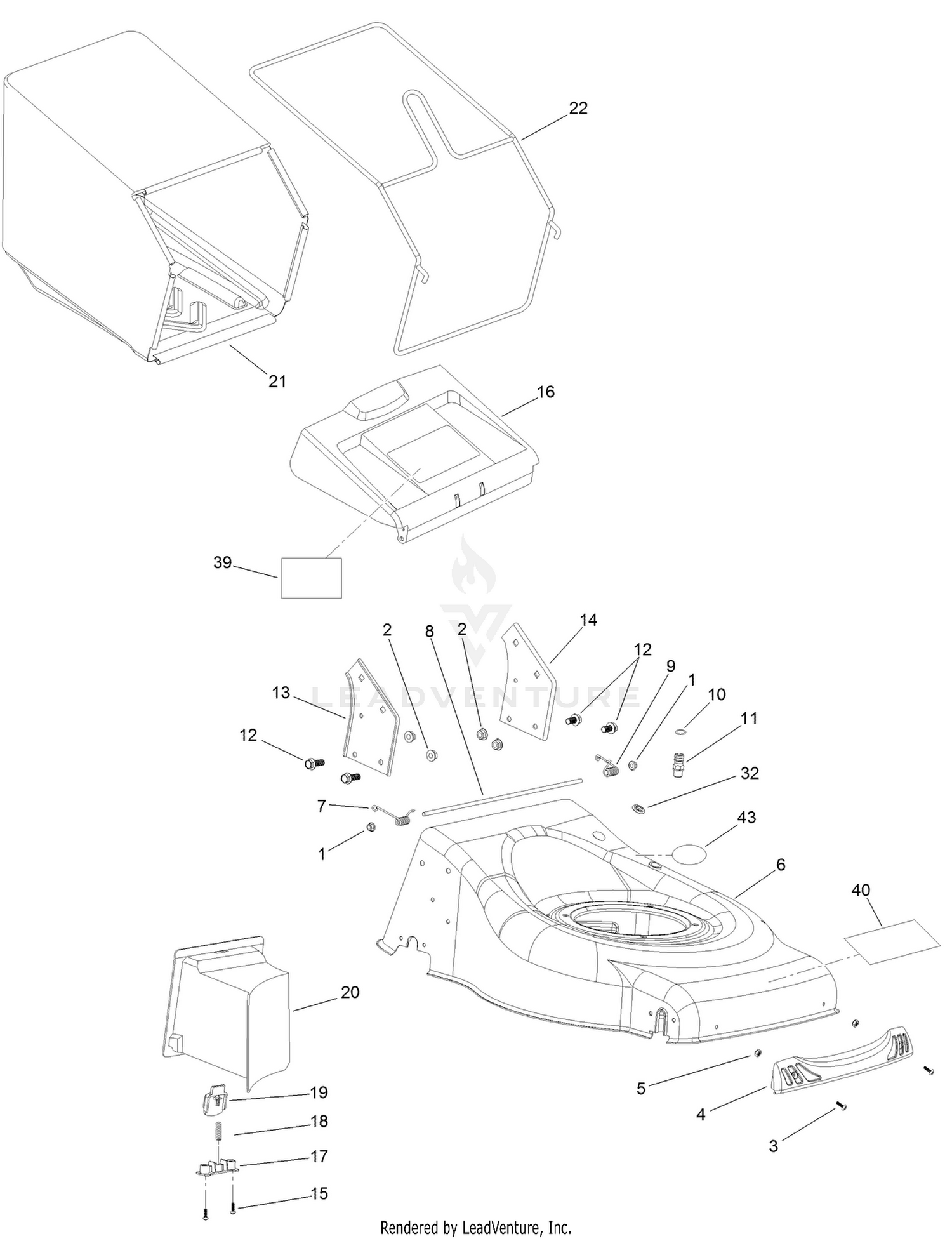 Deck and Grass Bag Assembly