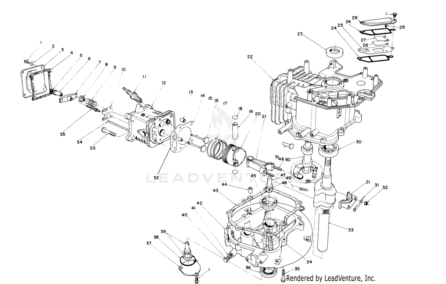 Crankcase Assembly (continued) (engine No. Vmg6) (model 26620b-0902962 Thru 0903406)