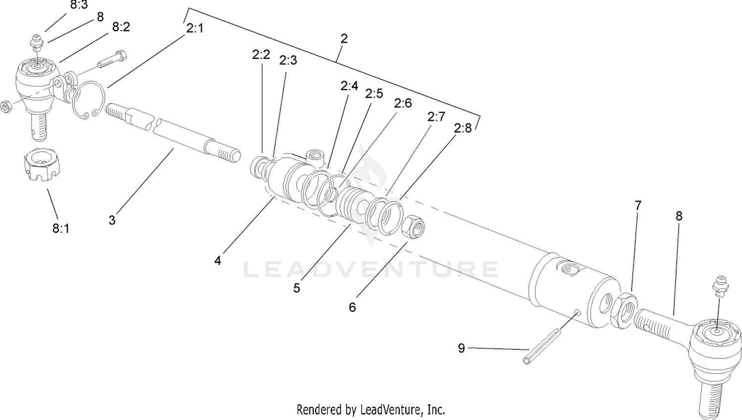 Hydraulic Steering Cylinder Assembly No. 98-0661