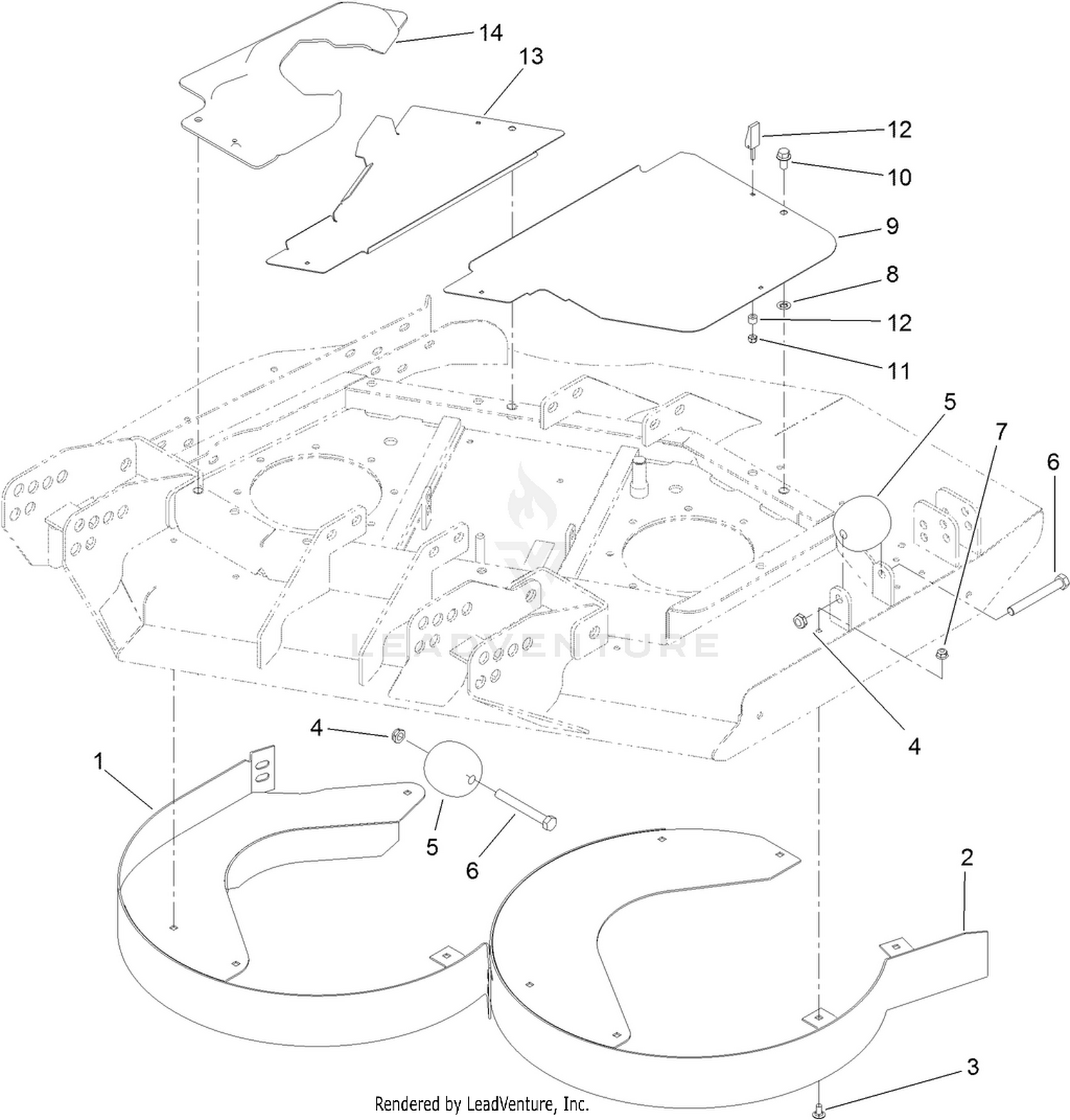 Right Deck Discharge Chamber and Cover Assembly