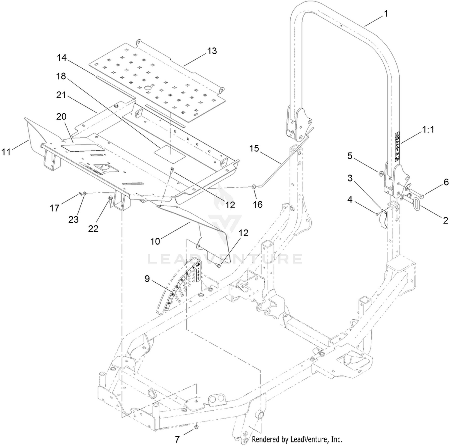 Platform and Roll-Over Protection System Assembly