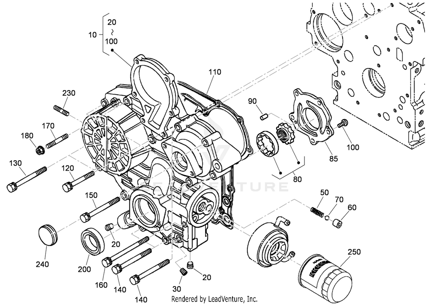 Gear Case and Oil Filter Cartridge Assembly