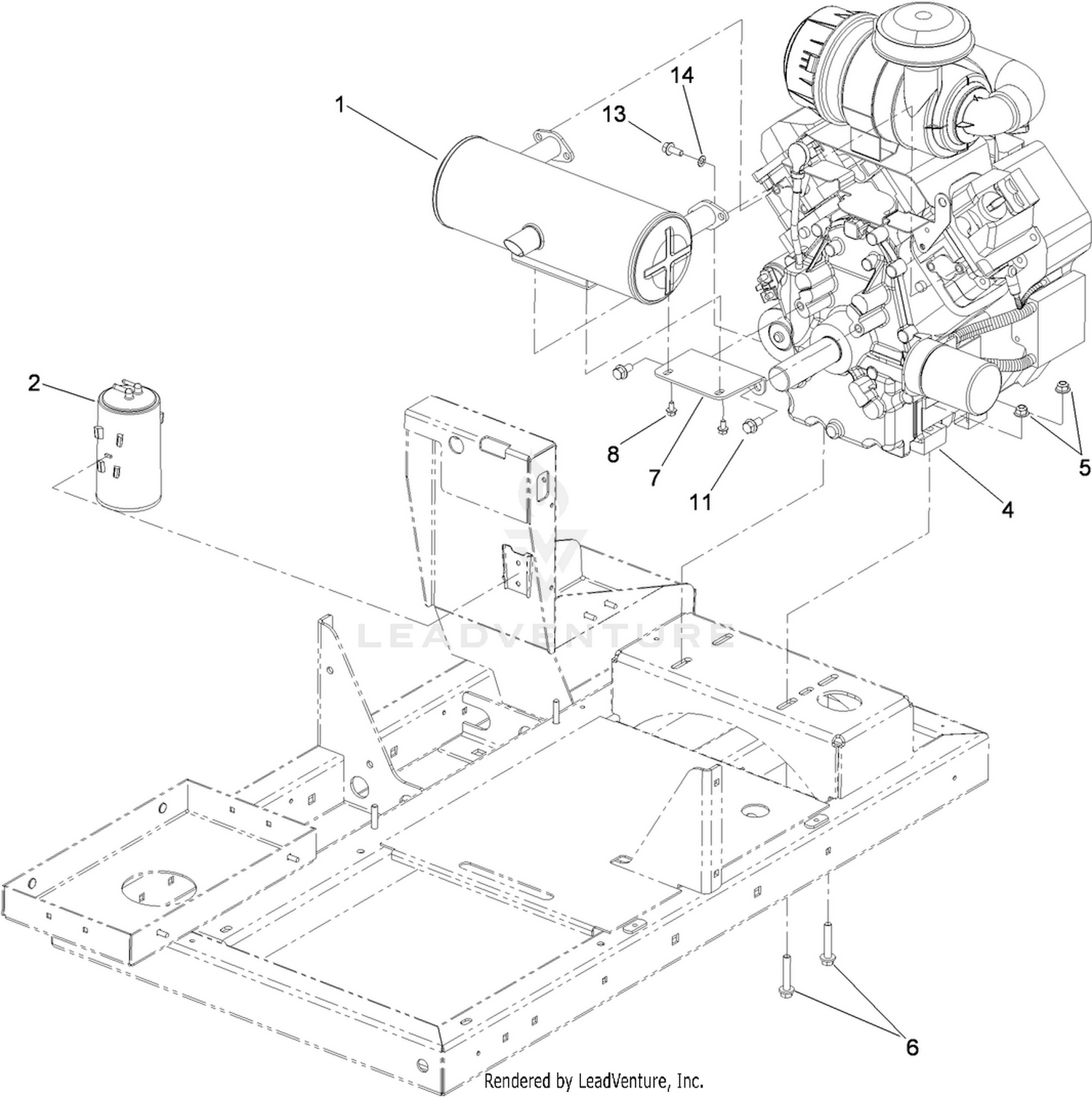 Engine and Muffler Assembly