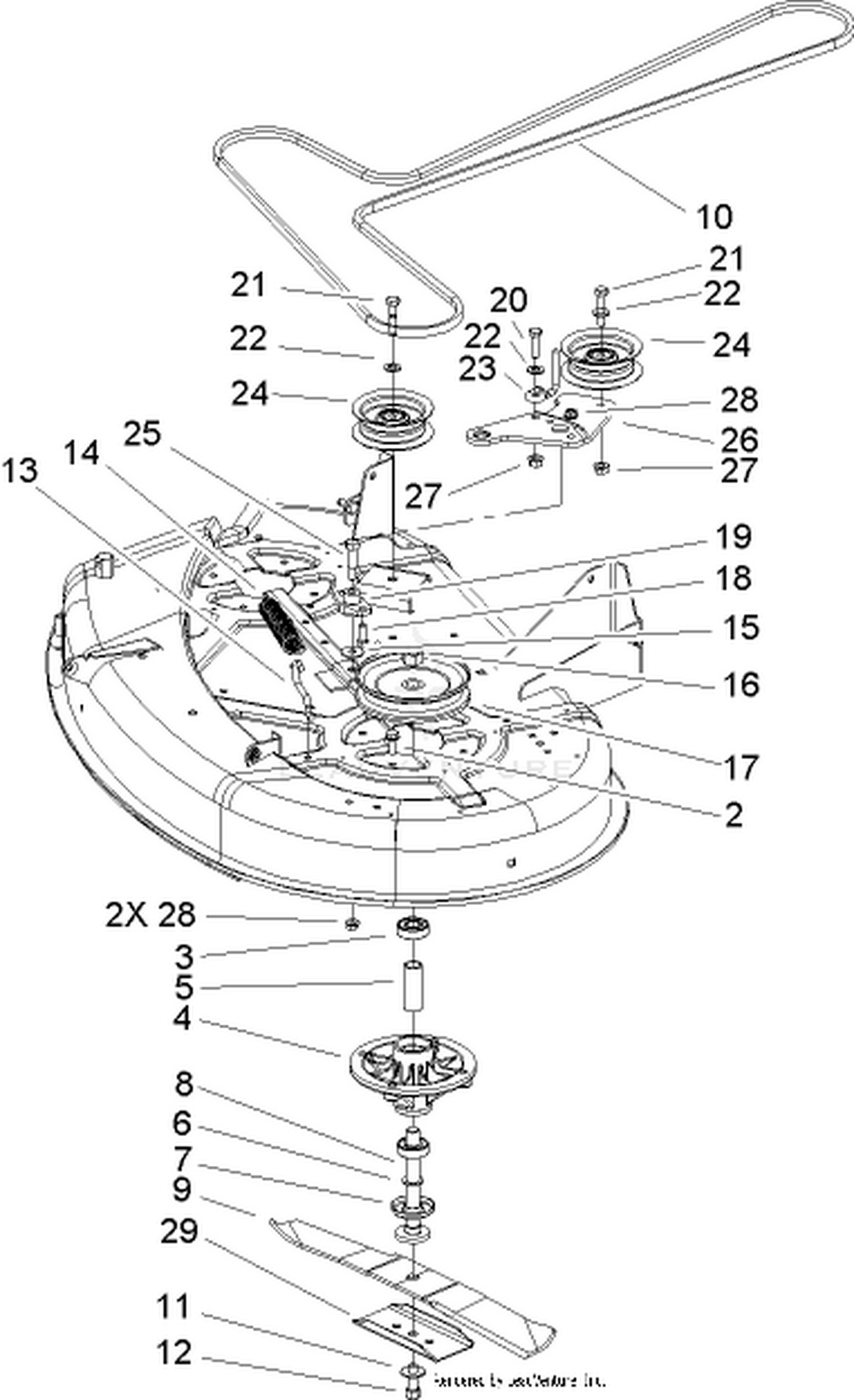38in Deck Spindle and Belt Drive Assembly