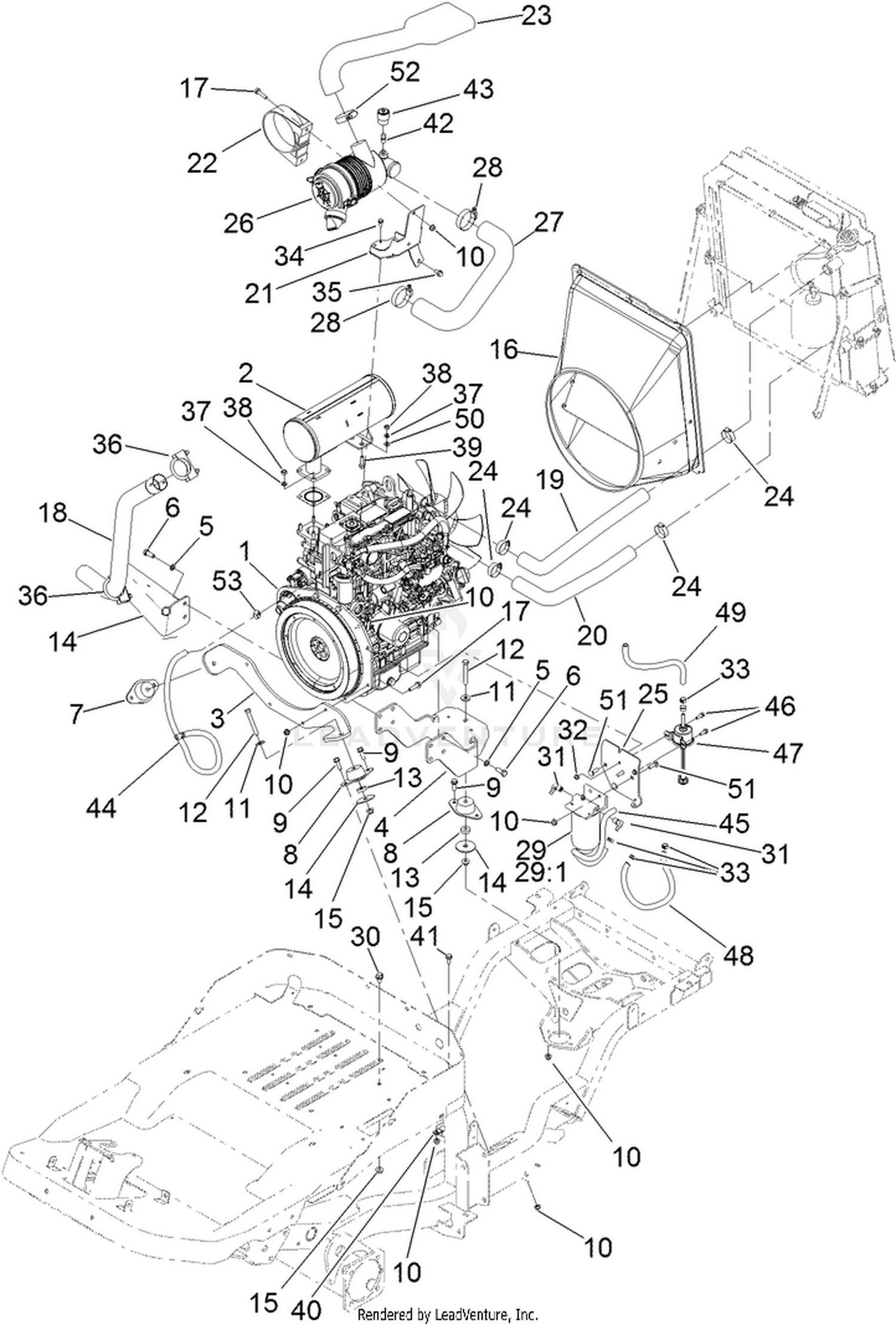 Engine, Air Cleaner and Exhuast Assembly