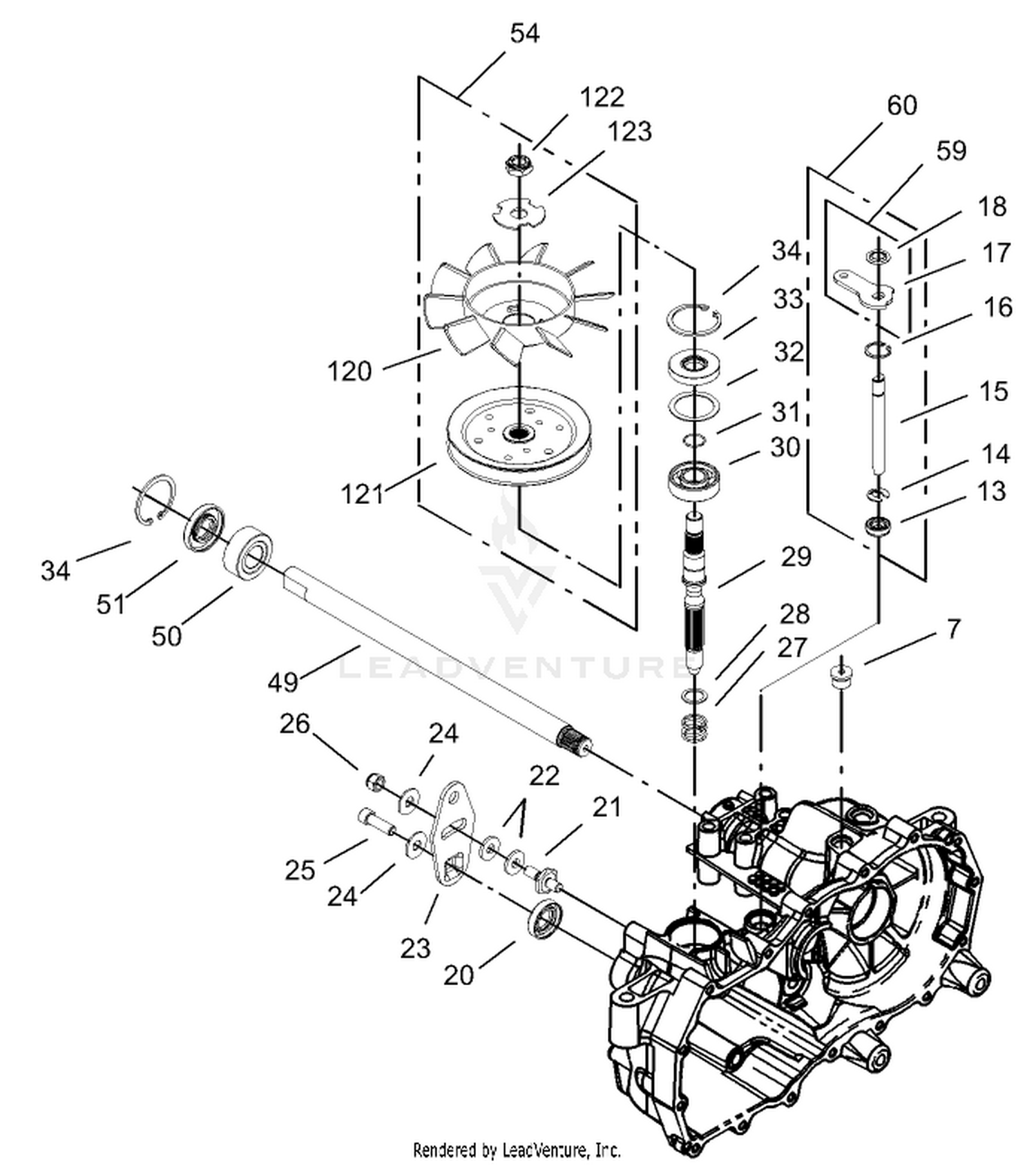 Fan and Pulley Assembly LH Hydrostat No. 105-3492