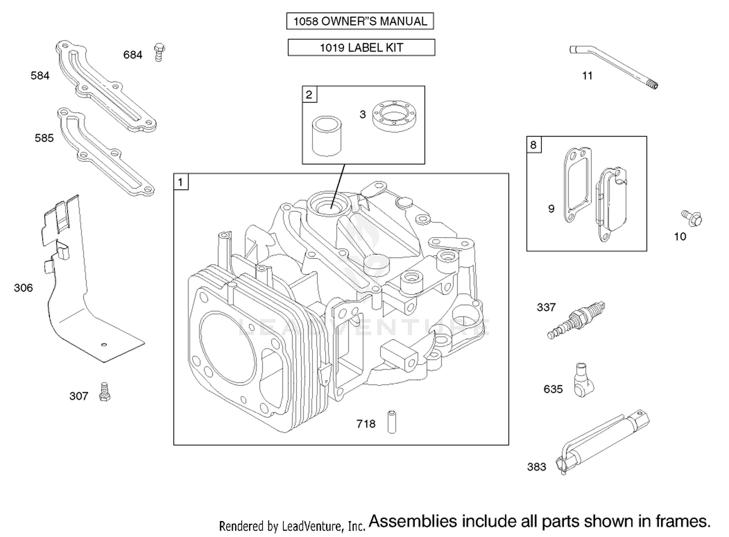 Cylinder Assembly Engine Briggs and Stratton Model 122602-0120-E1