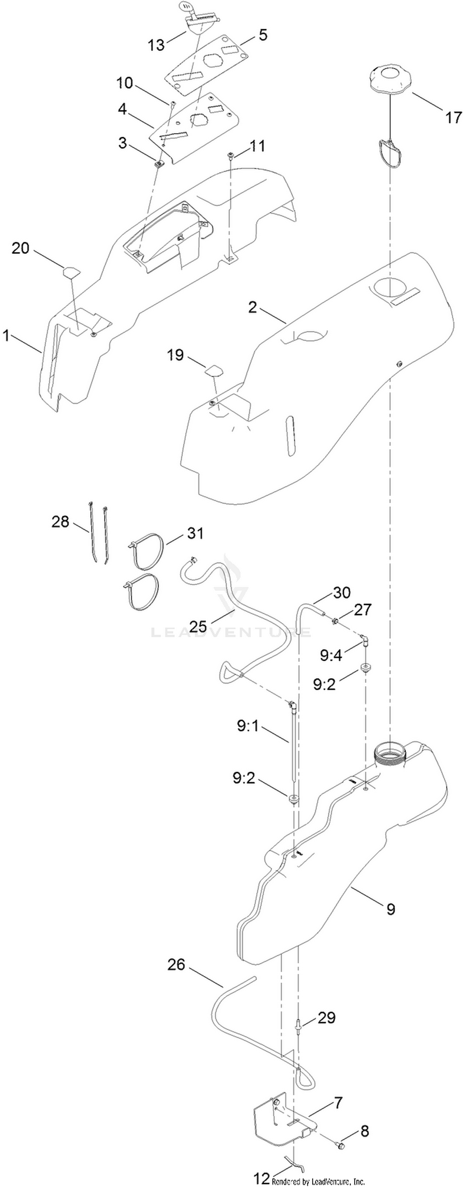 Body Styling and Fuel Tank Assembly