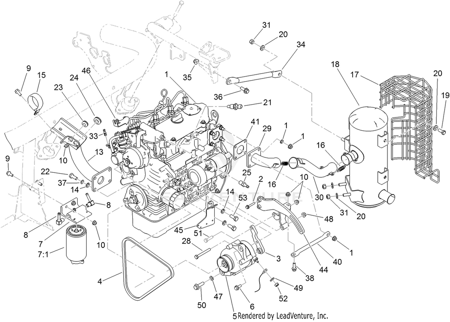 Engine and Exhaust Assembly