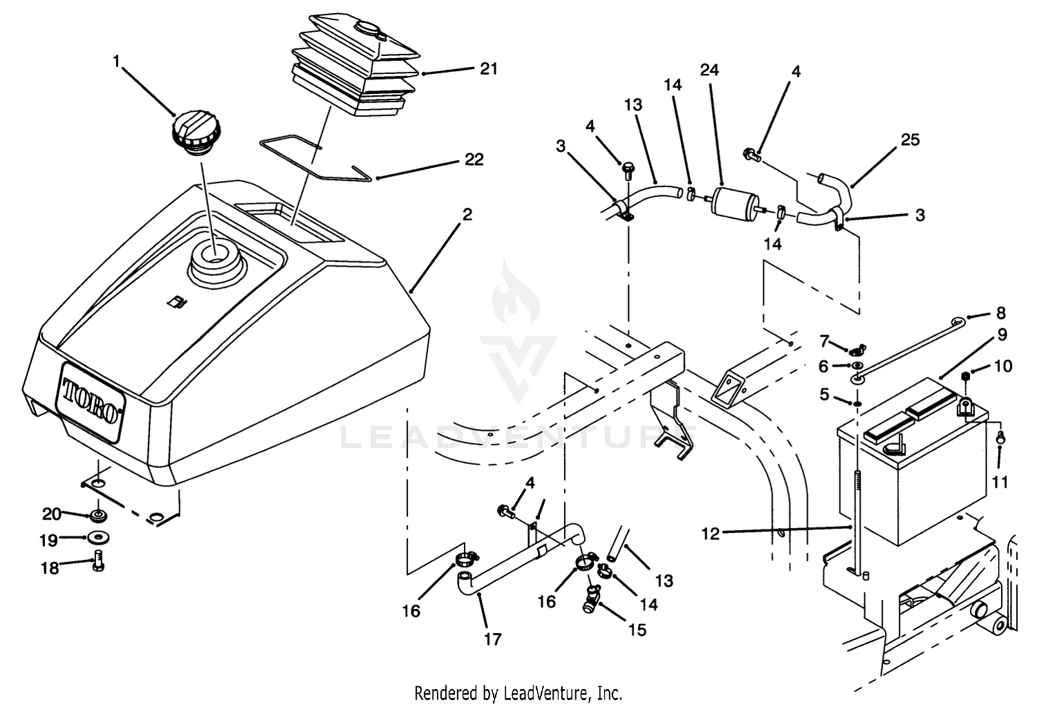 Fuel Tank  Battery Assembly