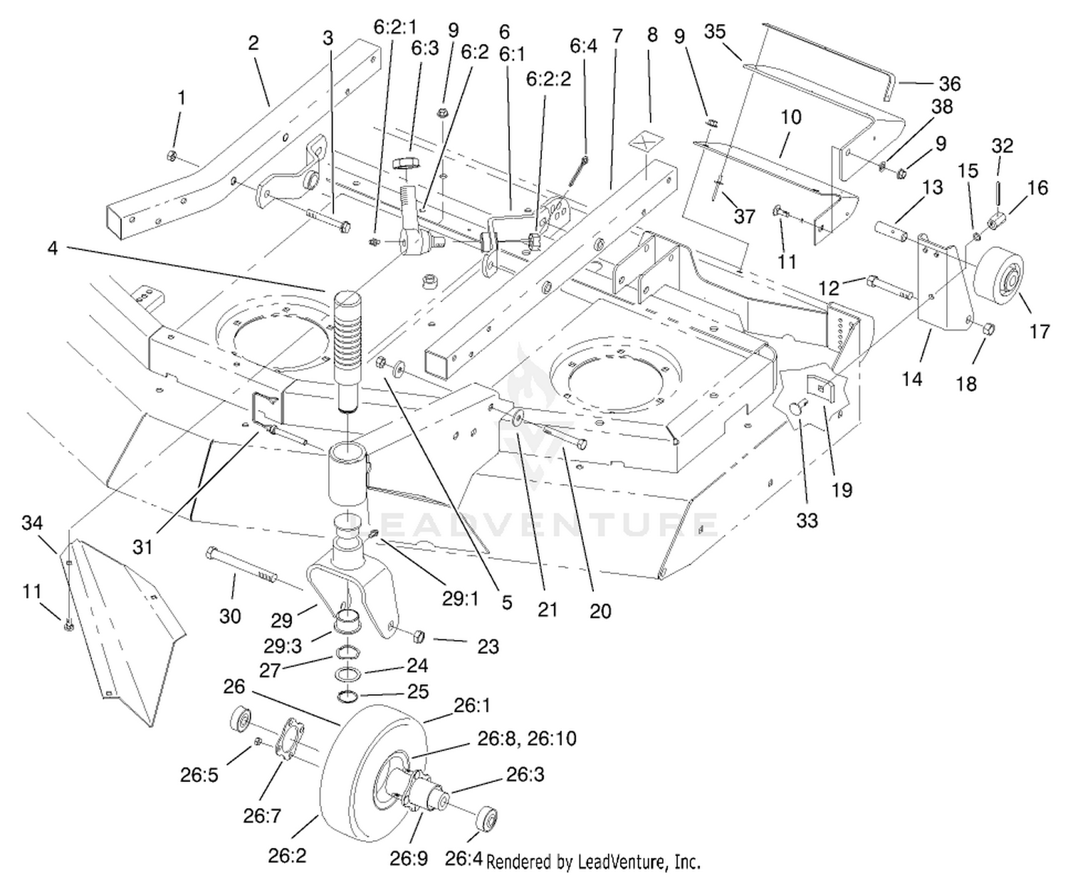 Caster Arm and Deflector Assembly