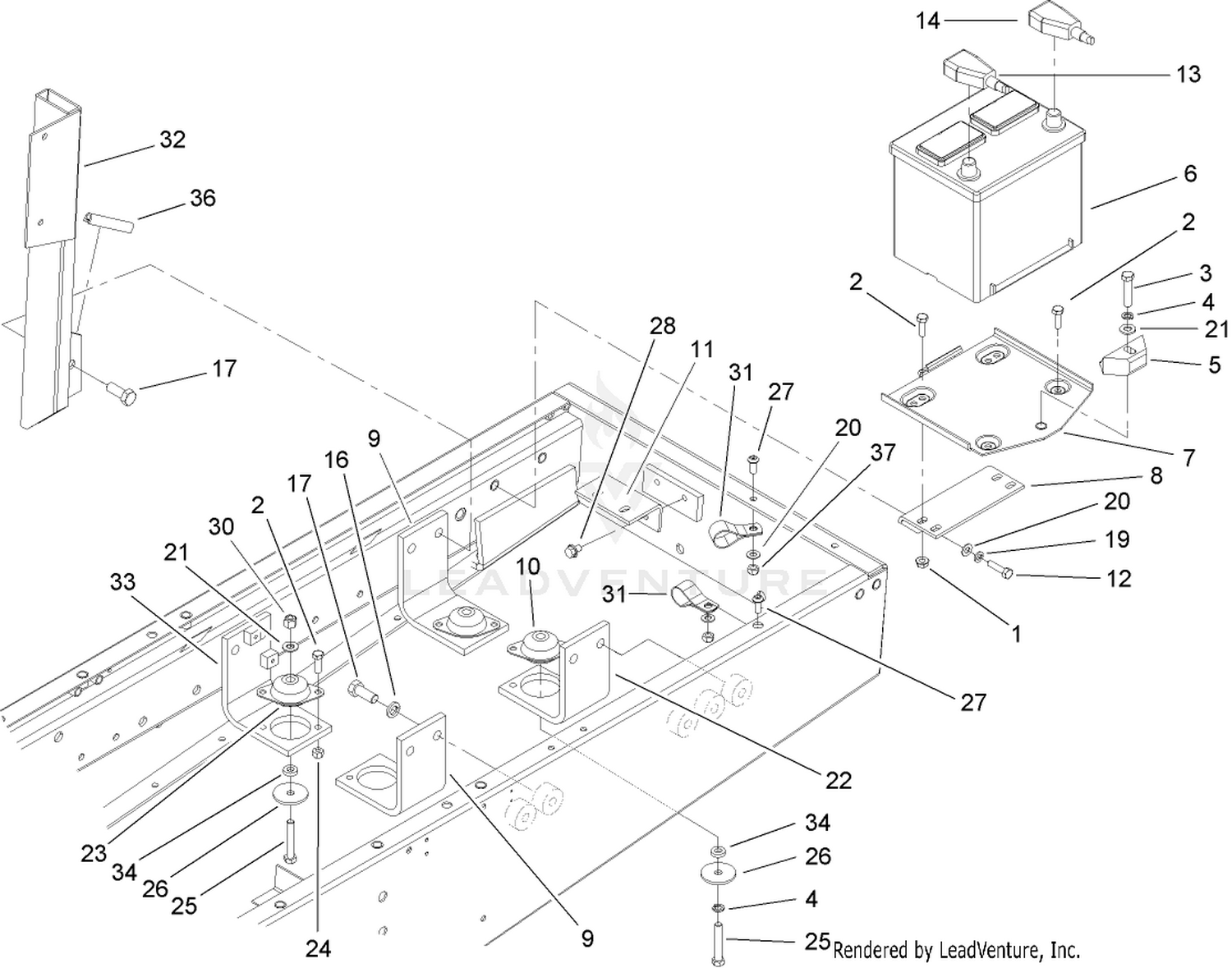 Battery and Engine Mount Assembly