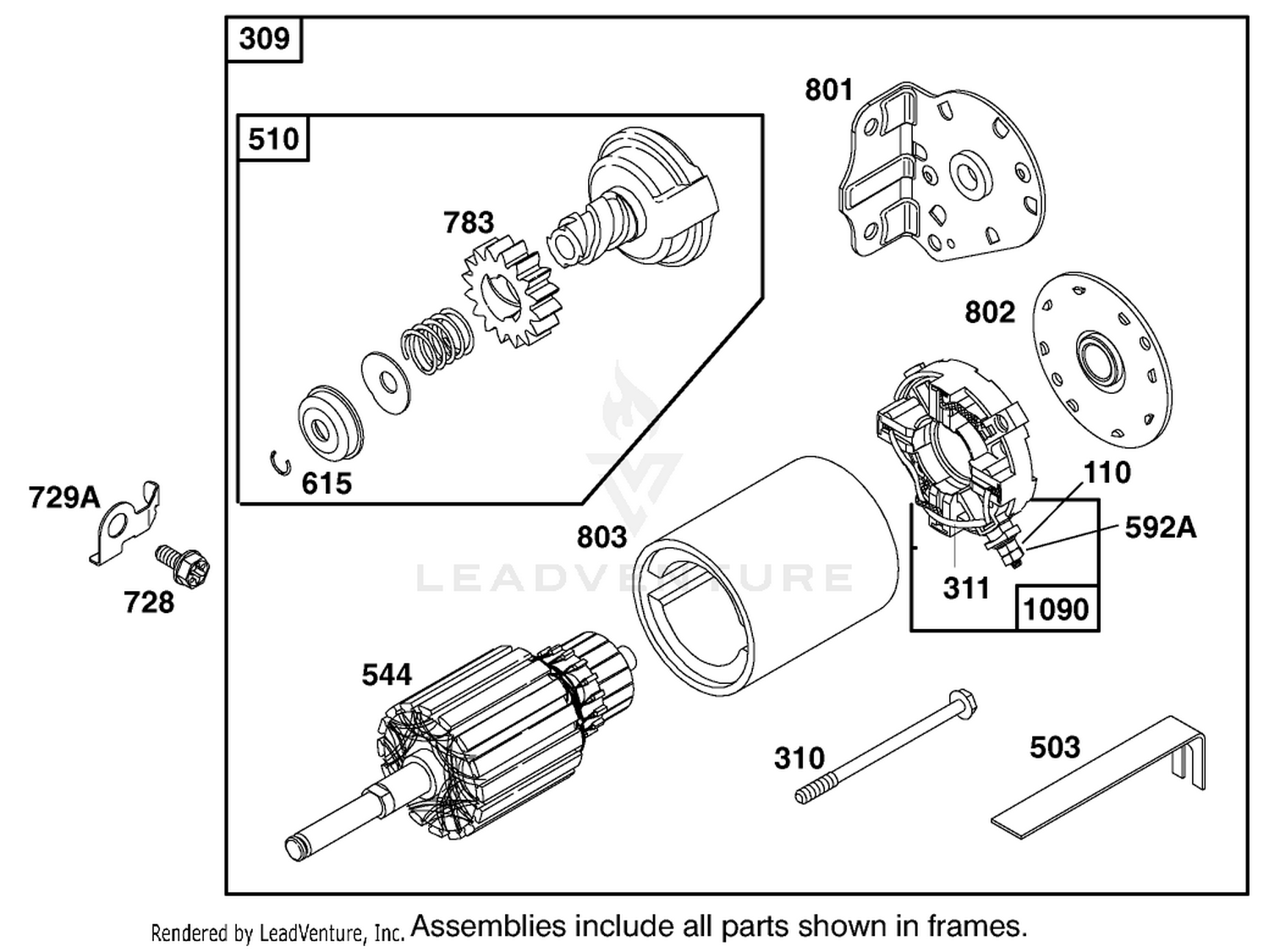 Starter Motor Assembly  Briggs and Stratton 284707-1148-E1