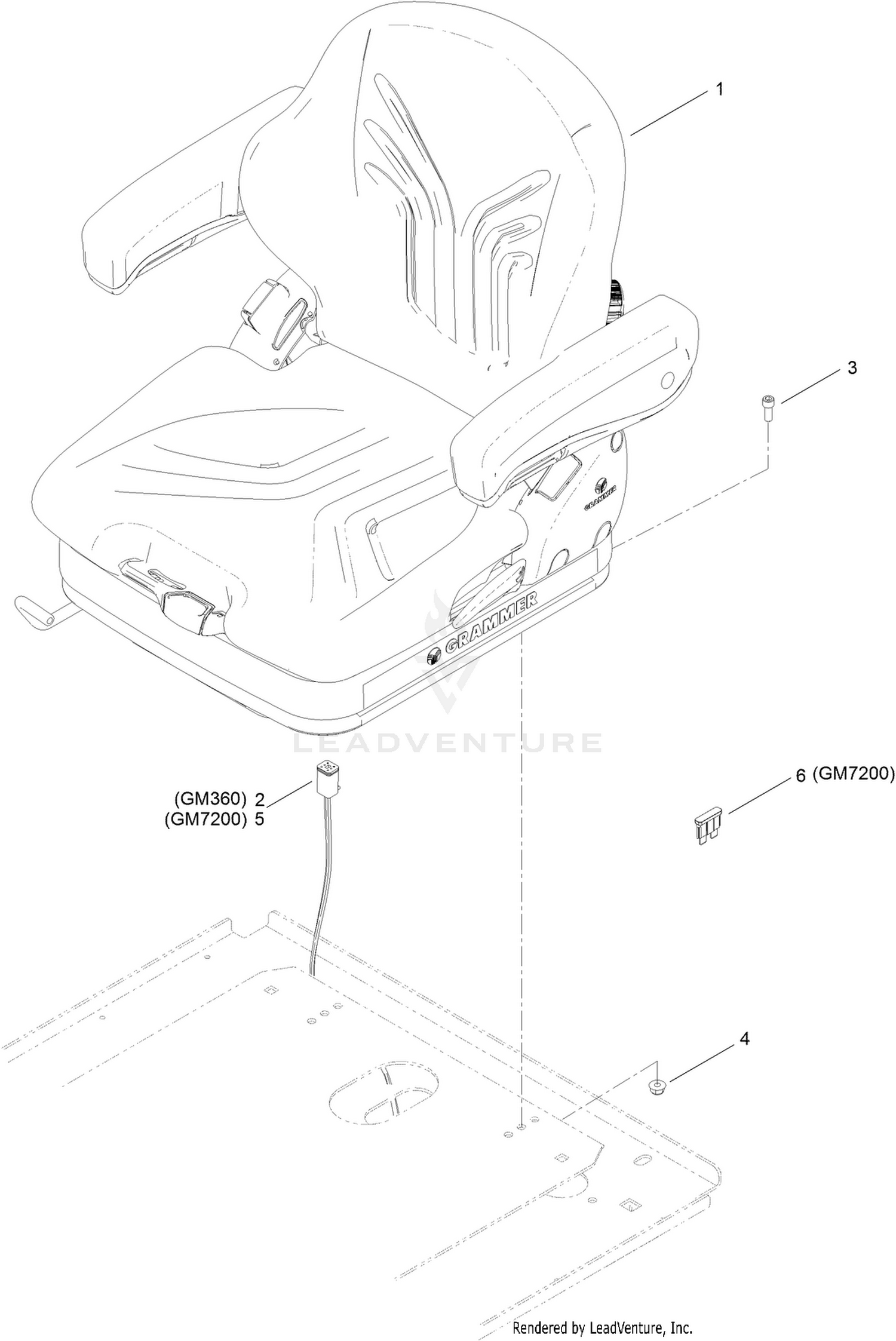 Grammer Seat with Air Ride Suspension Assembly