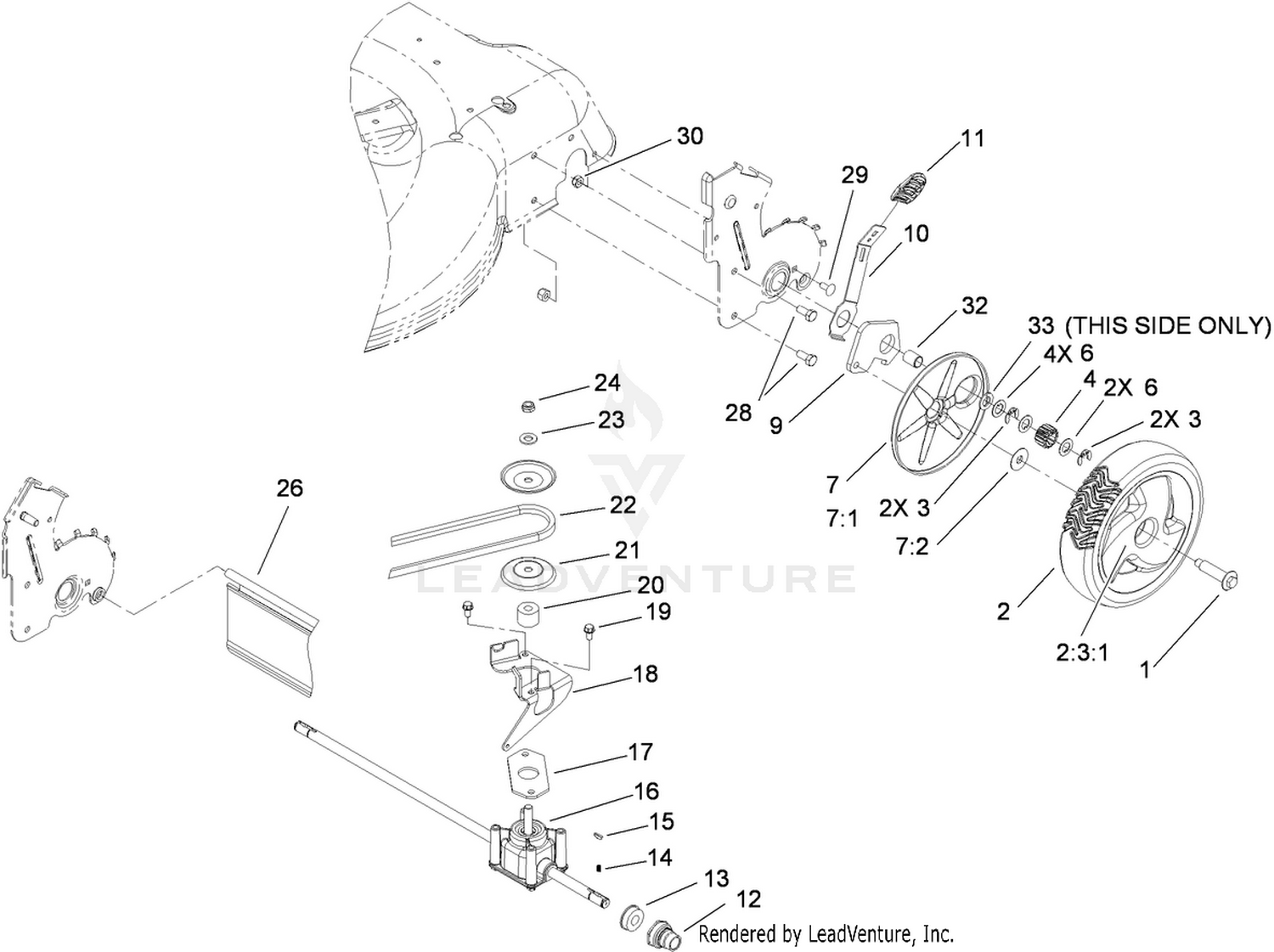 Rear Axle and Transmission Assembly