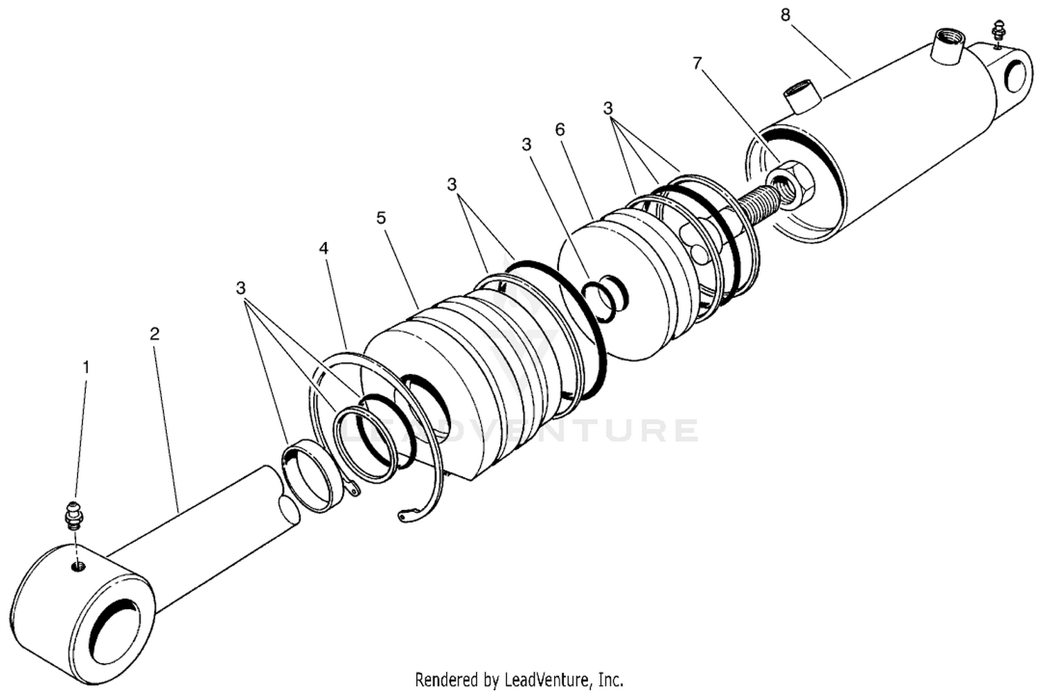 Hydraulic Lift Cylinder Assembly No. 66-1250 (3" Bore)