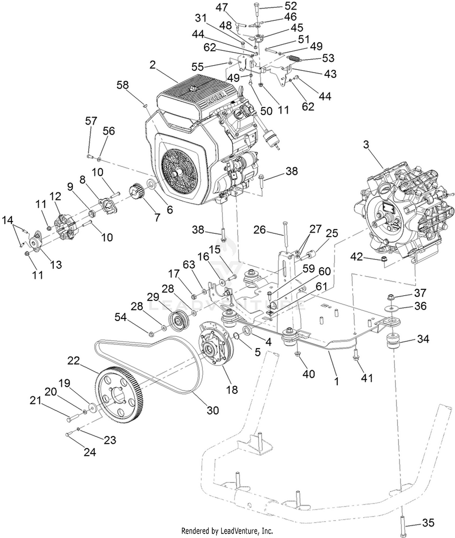 Engine and Pump Mounting Assembly
