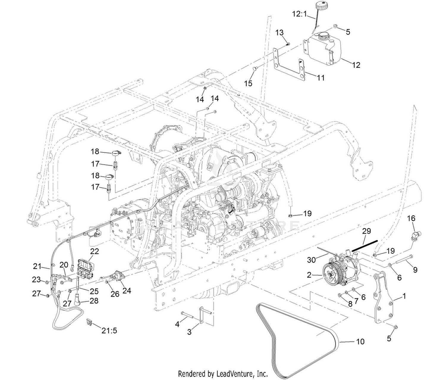 AC Compressor Mount and Cab Fluids Assembly  For Cab Model Only