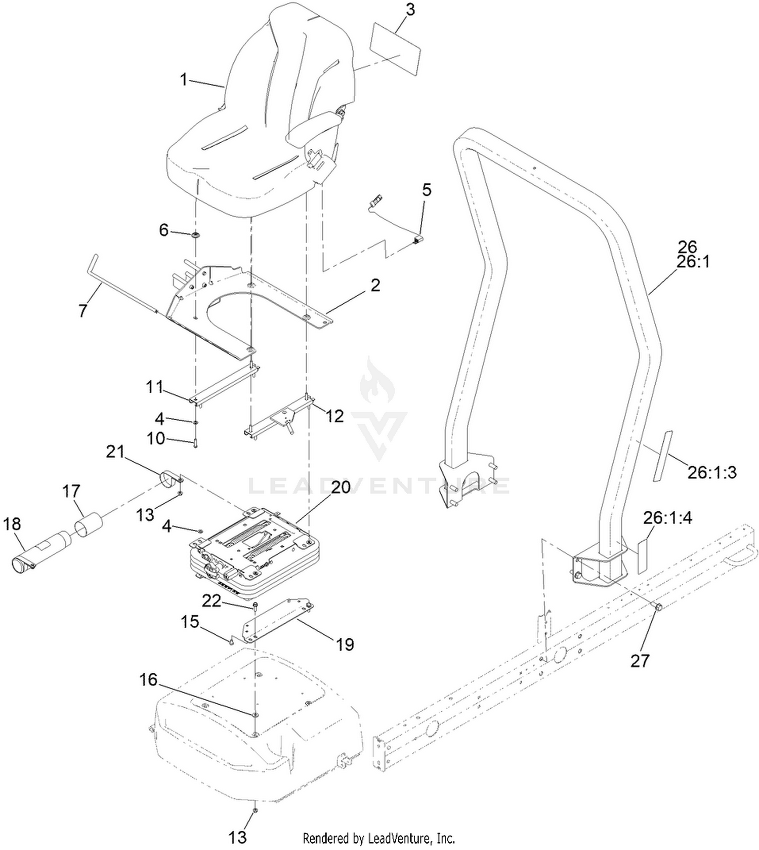 Seat and Roll-Over Protection System Assembly