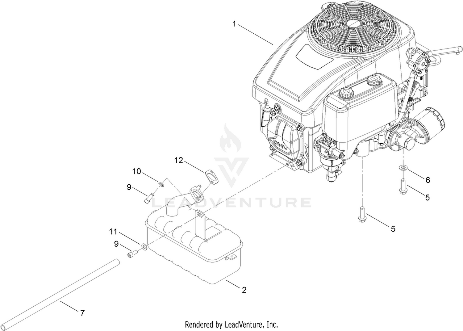 Engine and Muffler Assembly