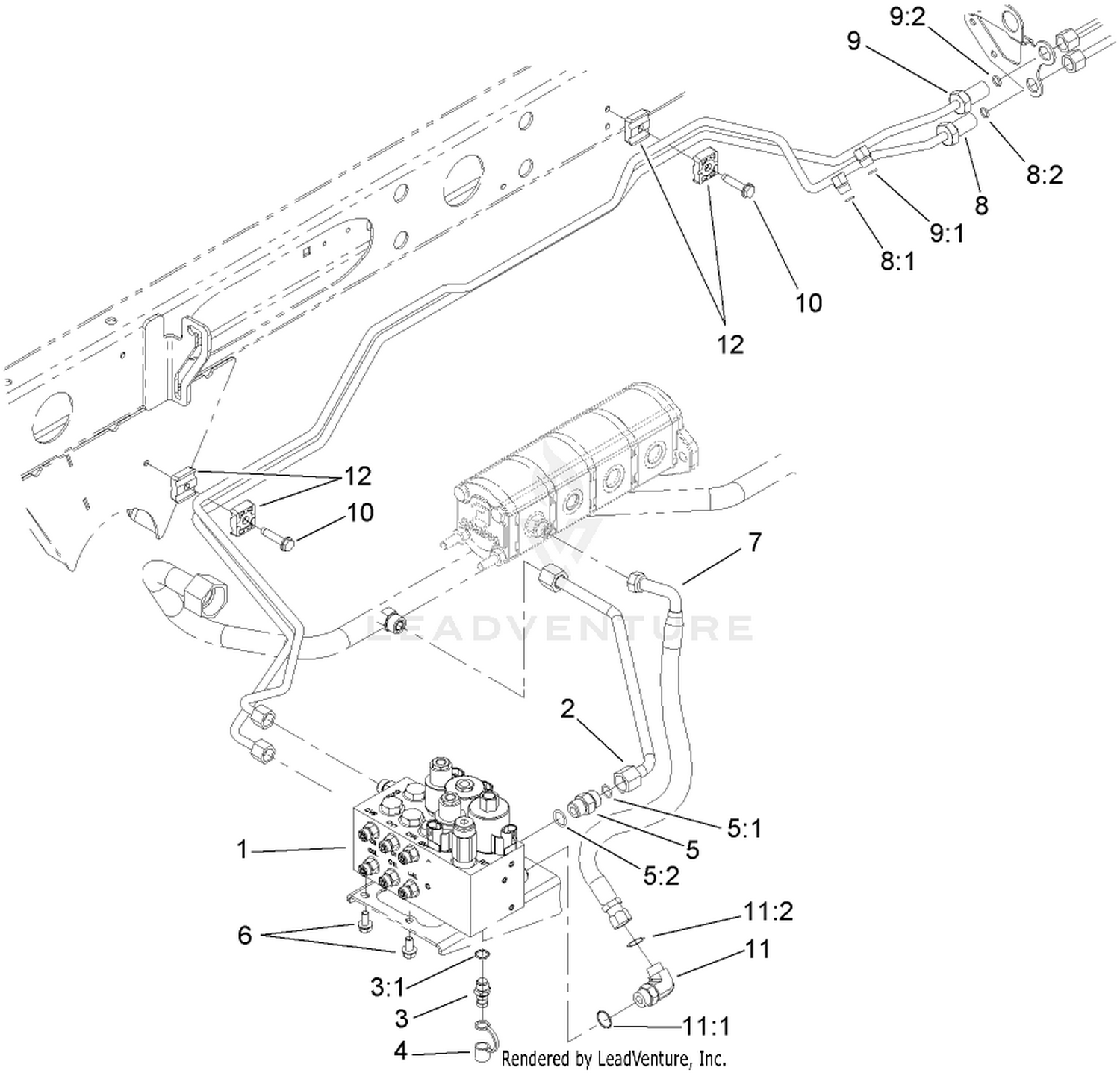 Hydraulic Lift Block and Plumbing Assembly