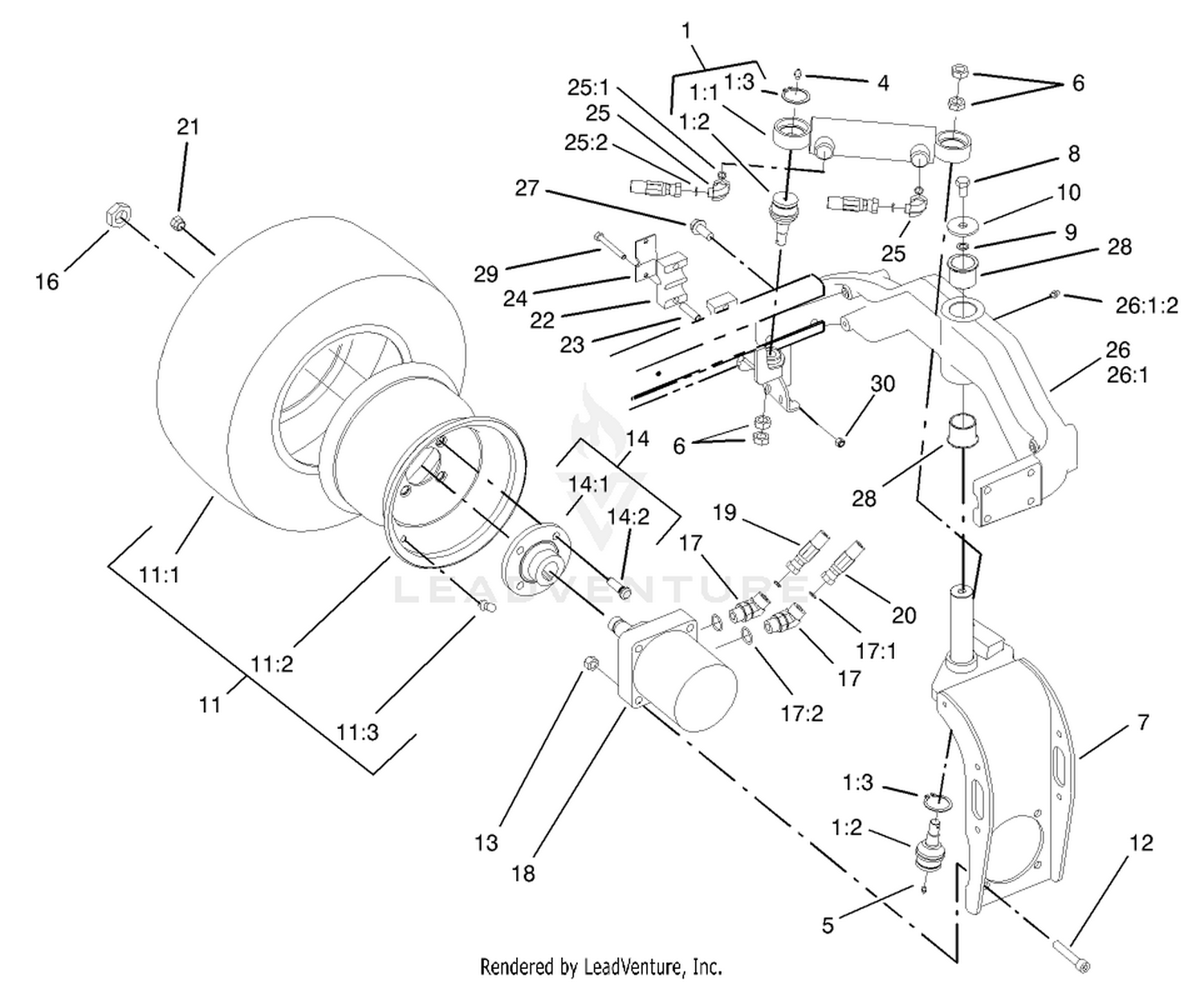 Rear Fork and Tire Assembly