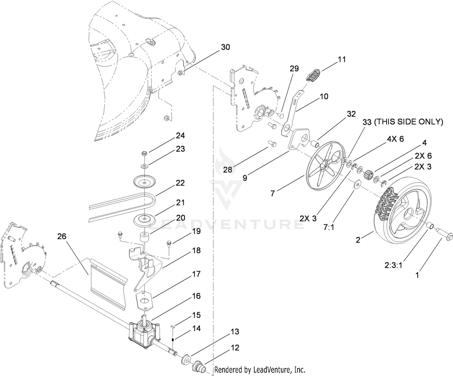 Rear Axle and Transmission Assembly