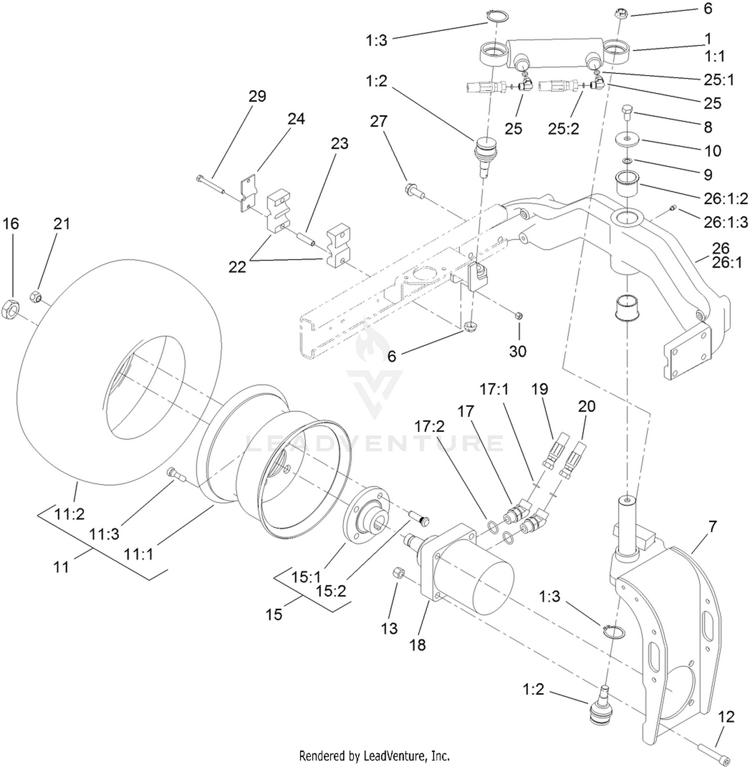 Rear Fork and Tire Assembly