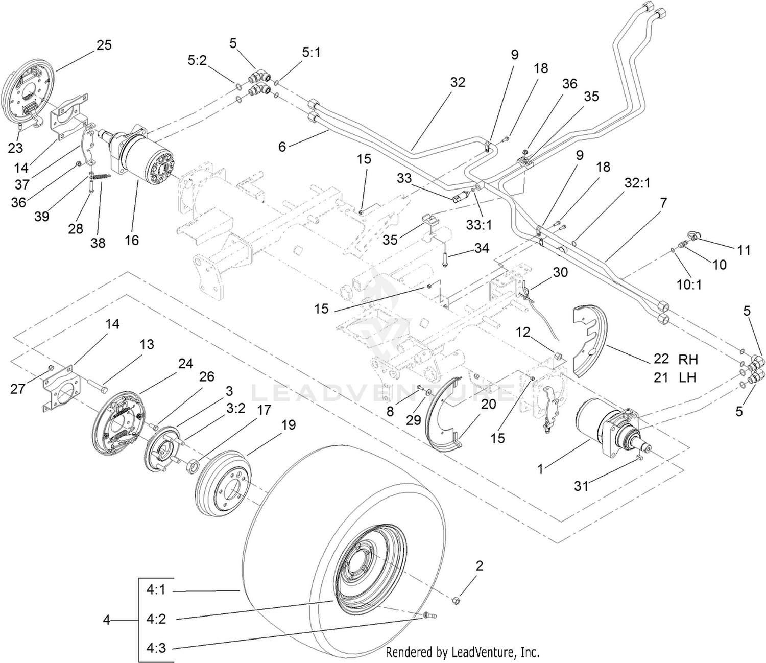 Front Wheel, Brake and Hydraulic Motor Assembly