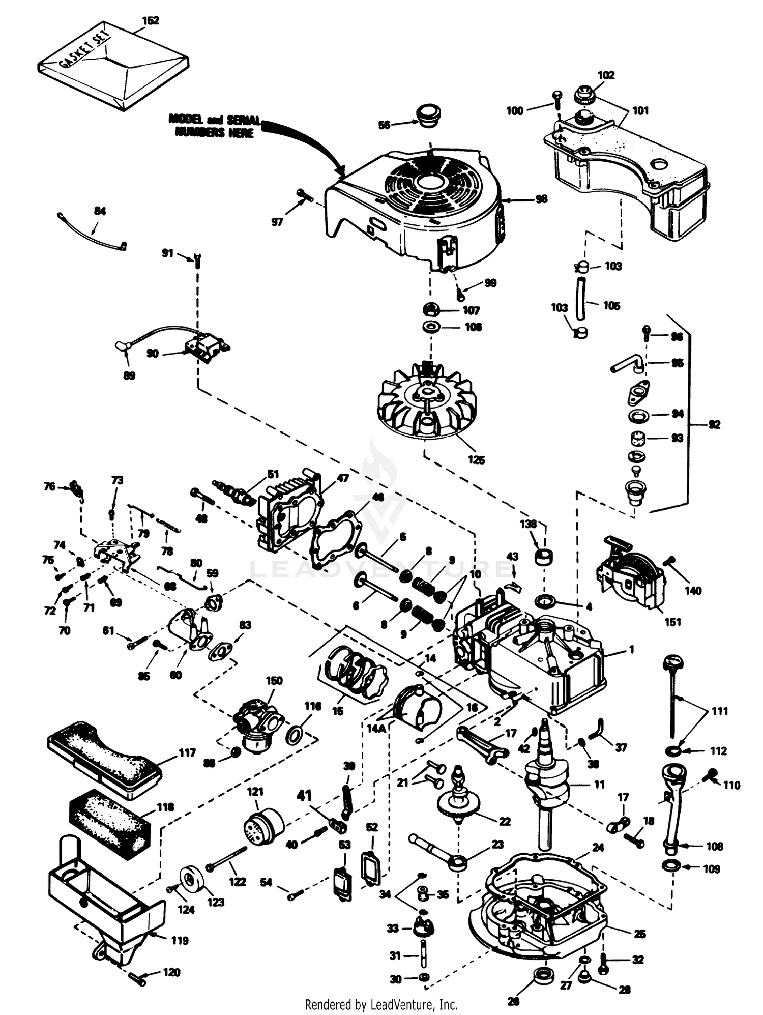Engine Tecumseh Model No. Tvs90-43327d