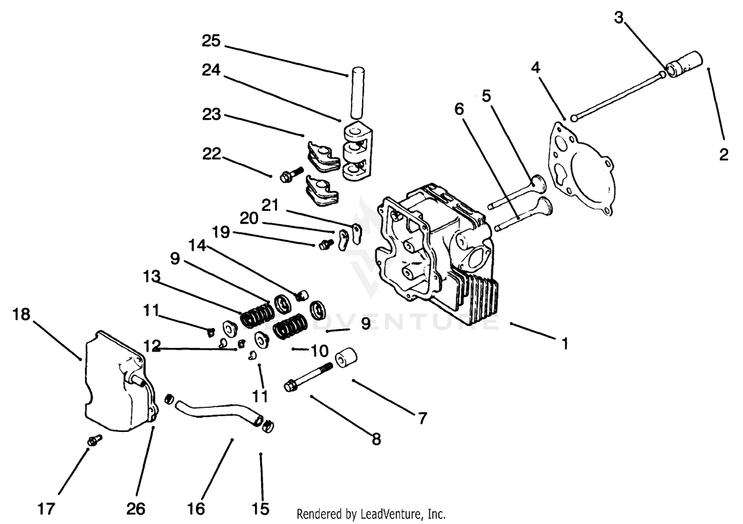 Cylinder Head/valve/breather-Engine Kohler Model No. Cv14 S-1429