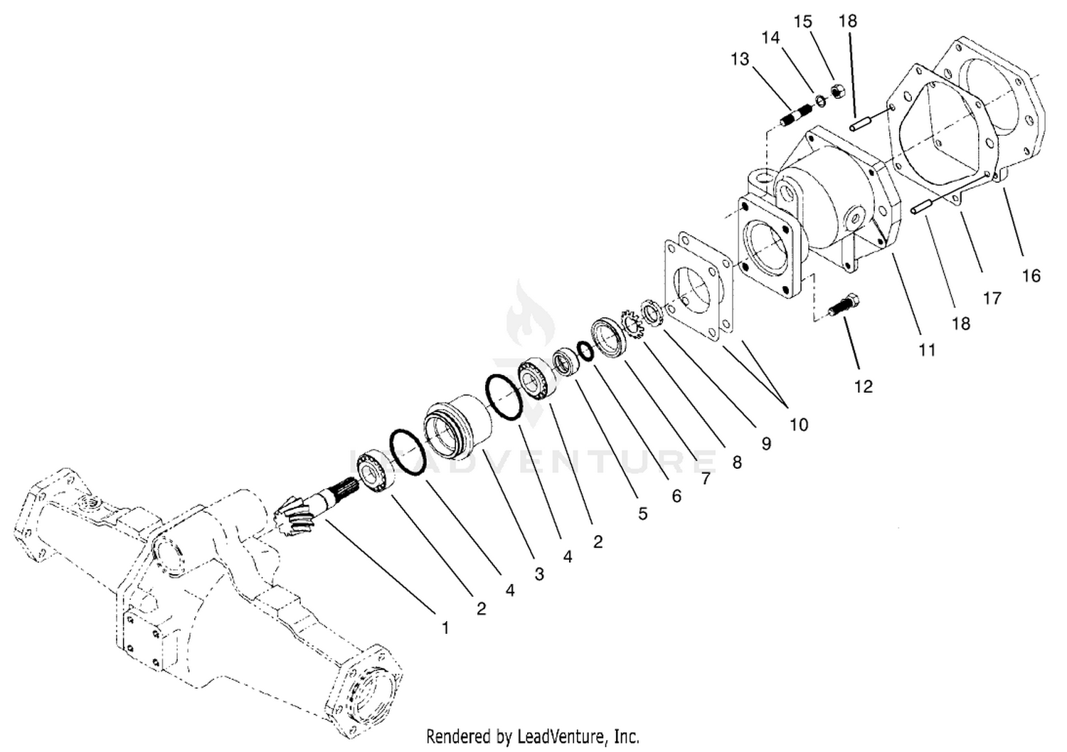 Bevel Pinion Shaft Assembly Rear Axle Assembly No. 100-3784