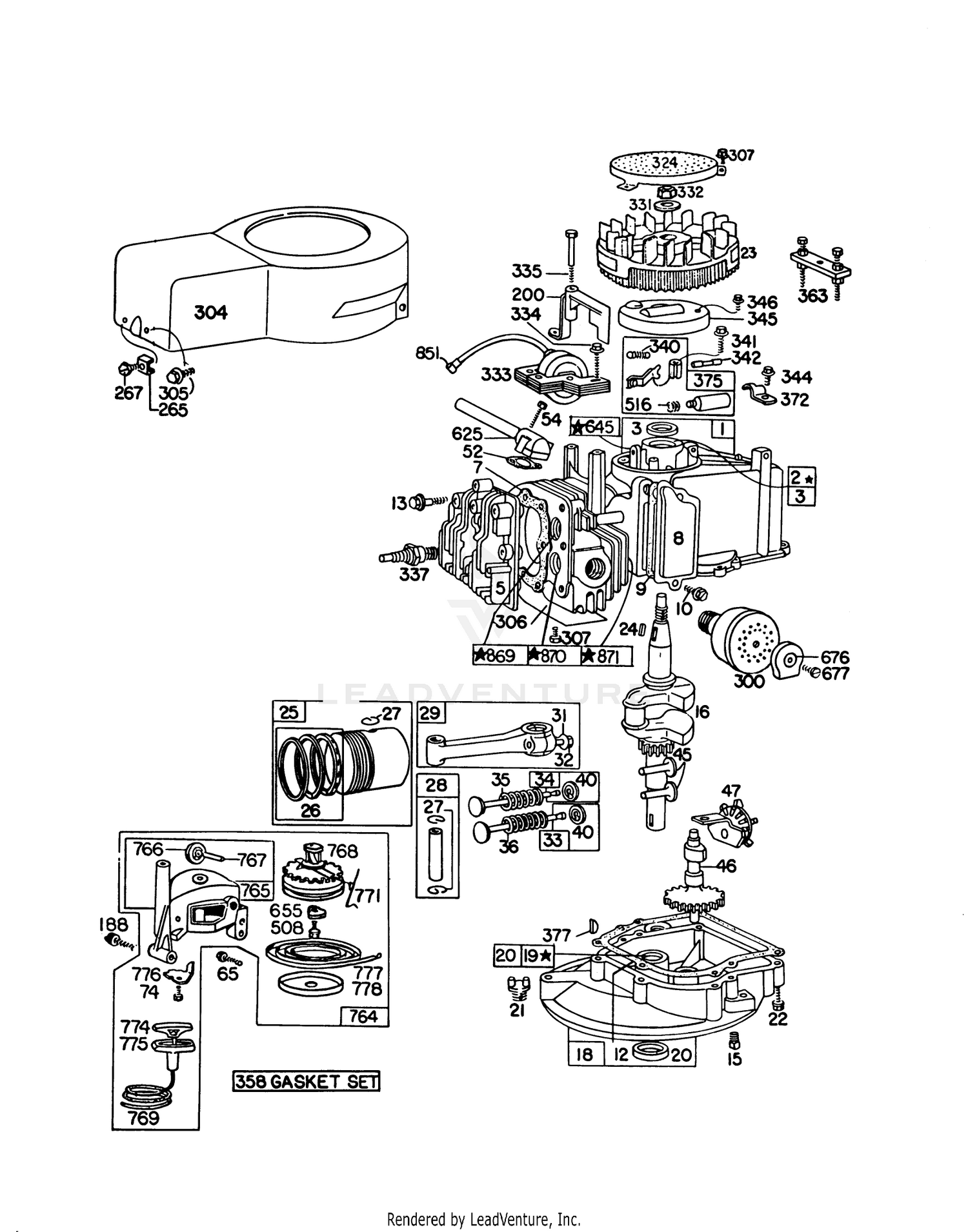 Engine Briggs  Stratton Model 92908-1842-04 For 21" Self Propelled Model 16390