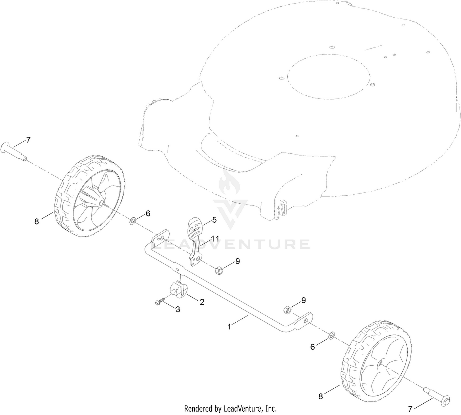 Front Wheel and Height-of-Cut Assembly