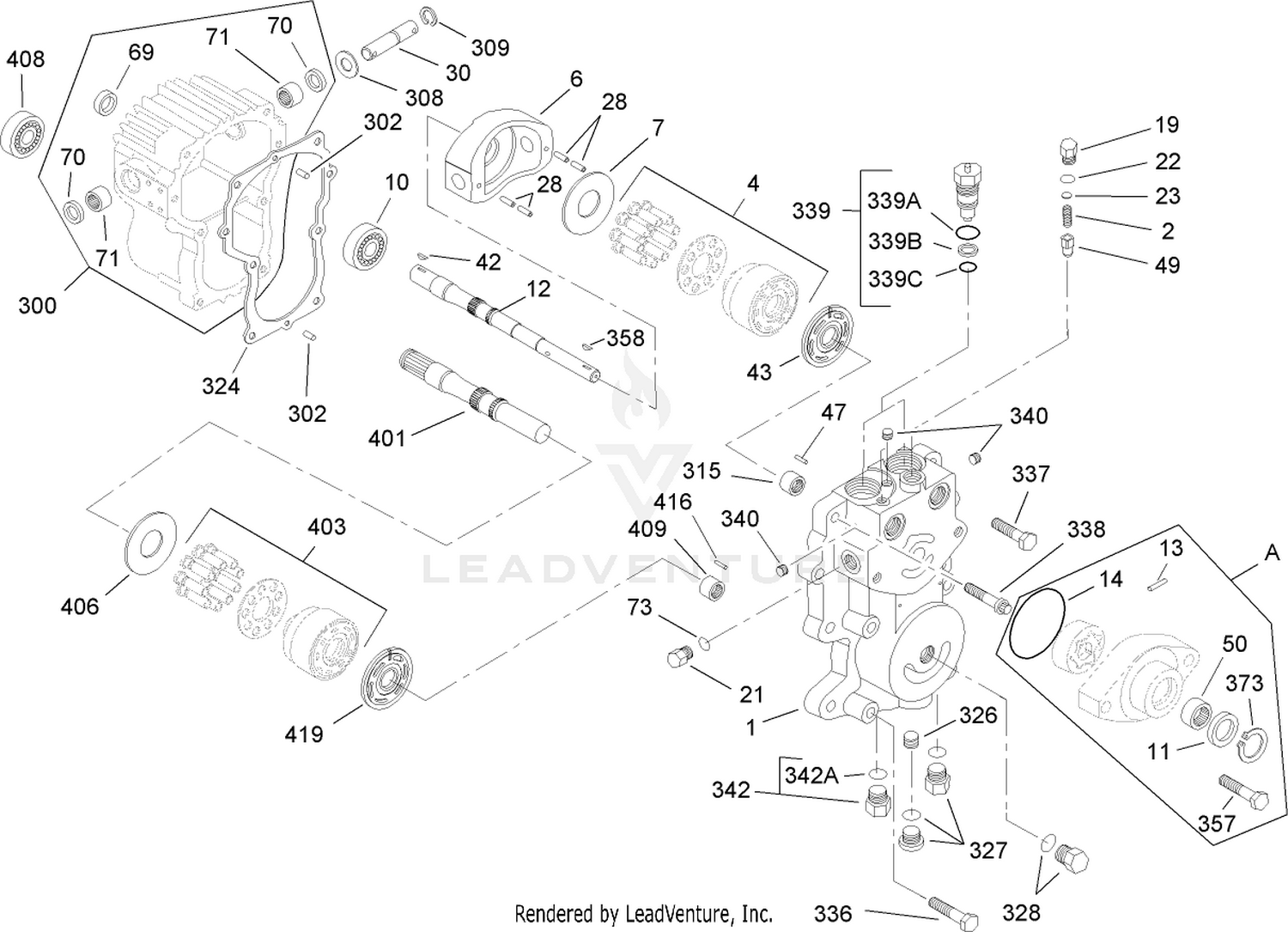 Center Section Assembly  Transmission Assembly No. 108-1355